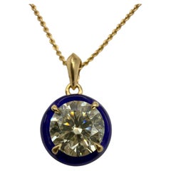 Diamond pendant necklace with ceramic design 18Kt gold