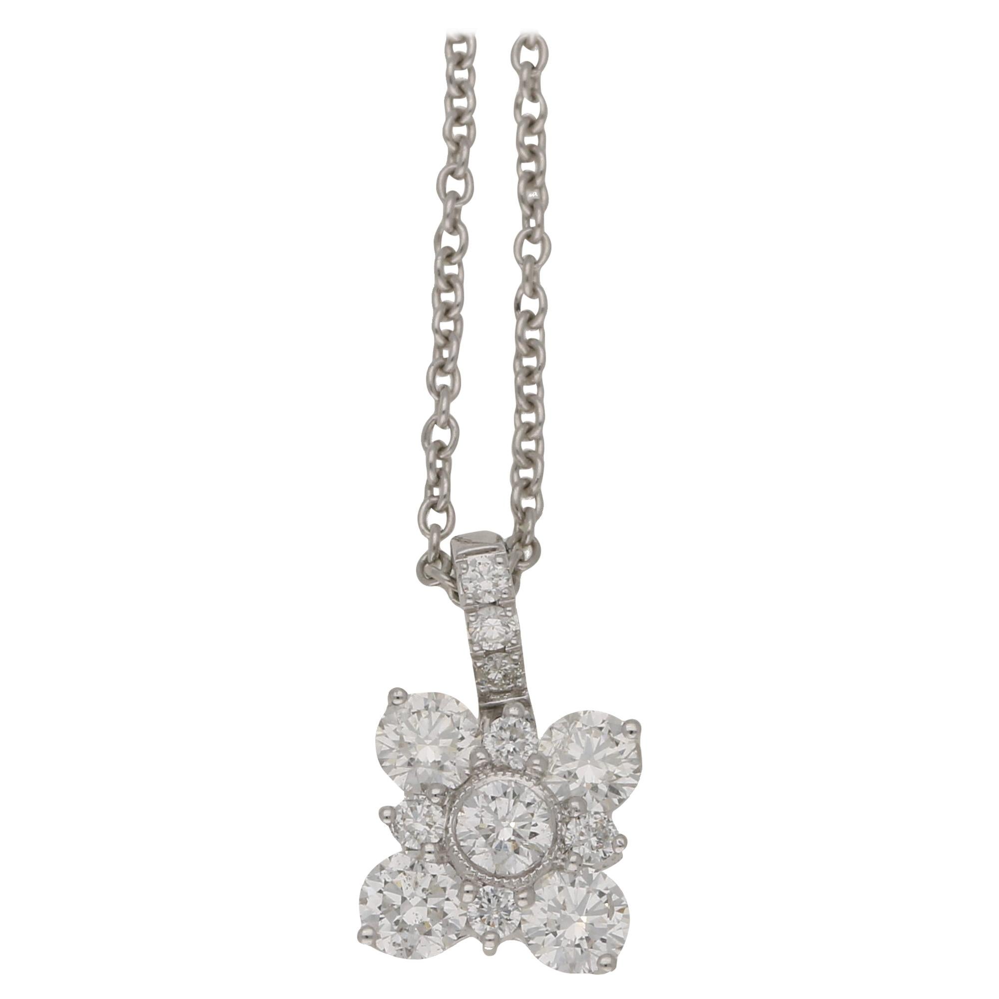 Diamond Pendant on Chain 0.65 Carat For Sale
