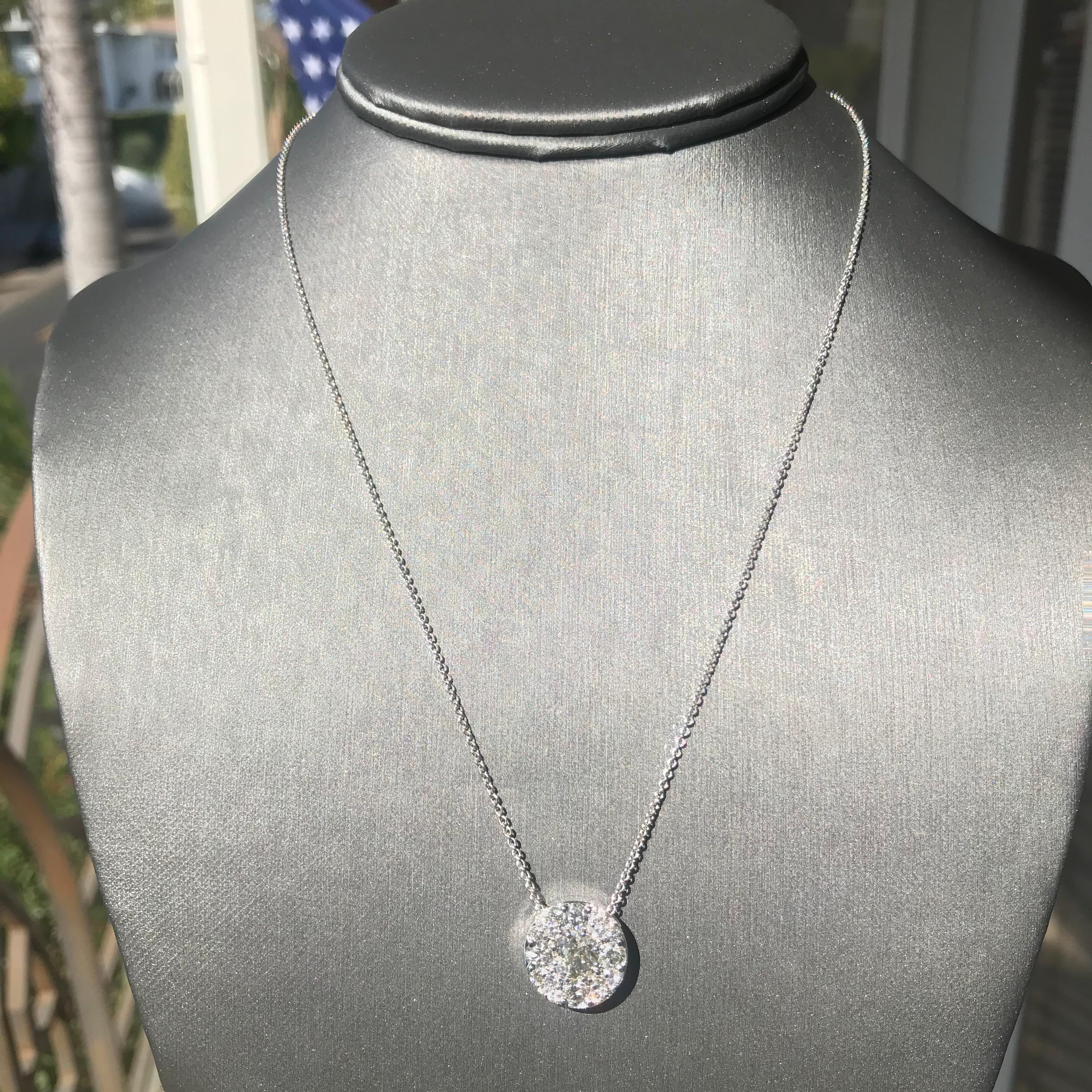 AS043-0300066
This beautiful piece is made to order, please allow 1-3 weeks from final design approval.

Pendant Info:
Metal - 14k White 
Approx 13mm Diameter

Diamond Info:
Apprx 1.15 Carats Total Weight G-H Color , VS-SI Clarity

