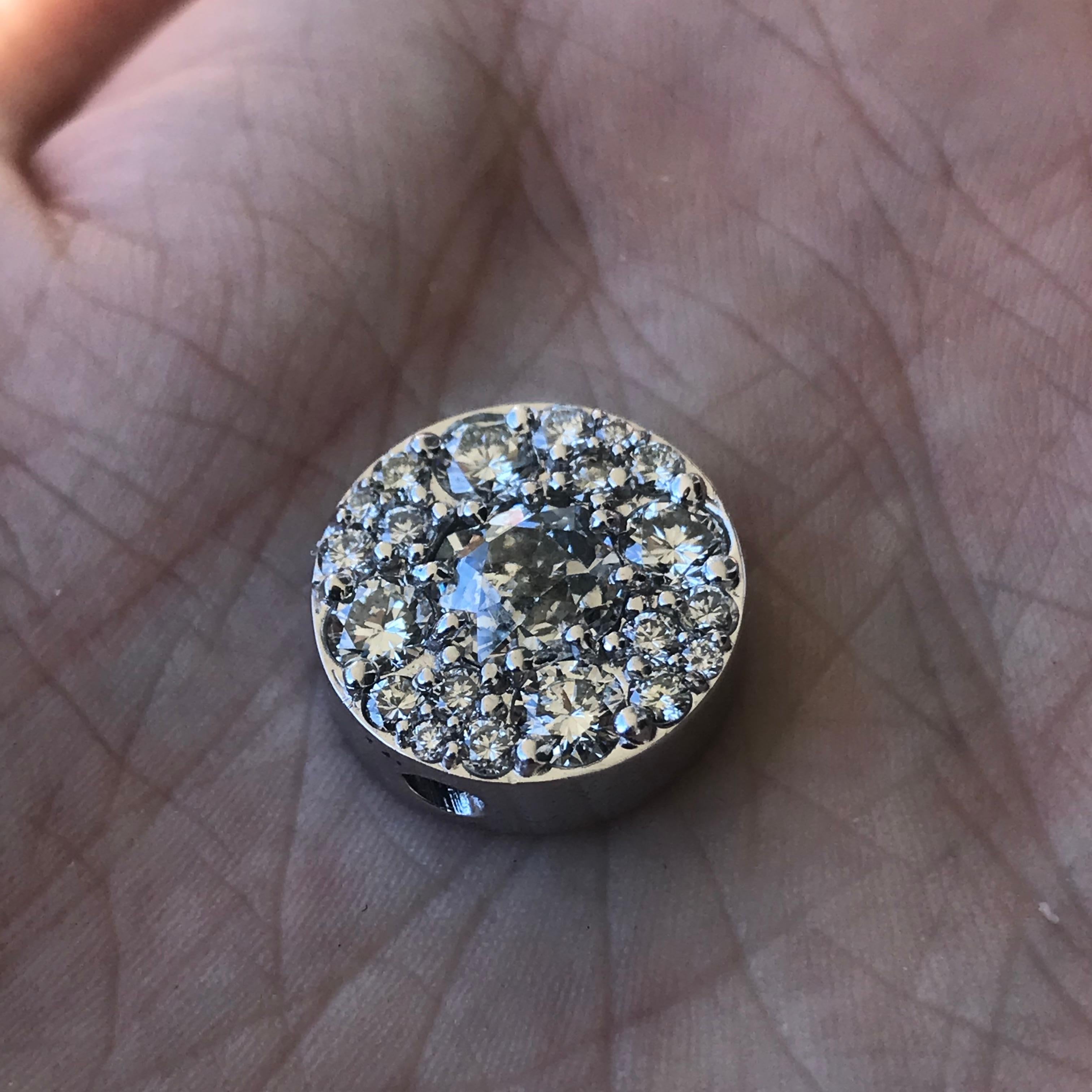 Contemporaneo Ciondolo con diamante Pave da 1,15 carati di peso totale, 14 carati bianchi, Ben Dannie in vendita