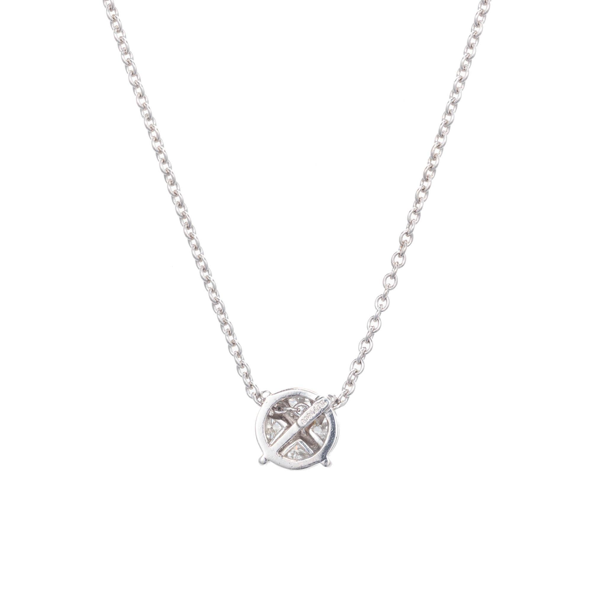 Trillion Cut Diamond Pendant Platinum Curved Trilliant Diamonds For Sale