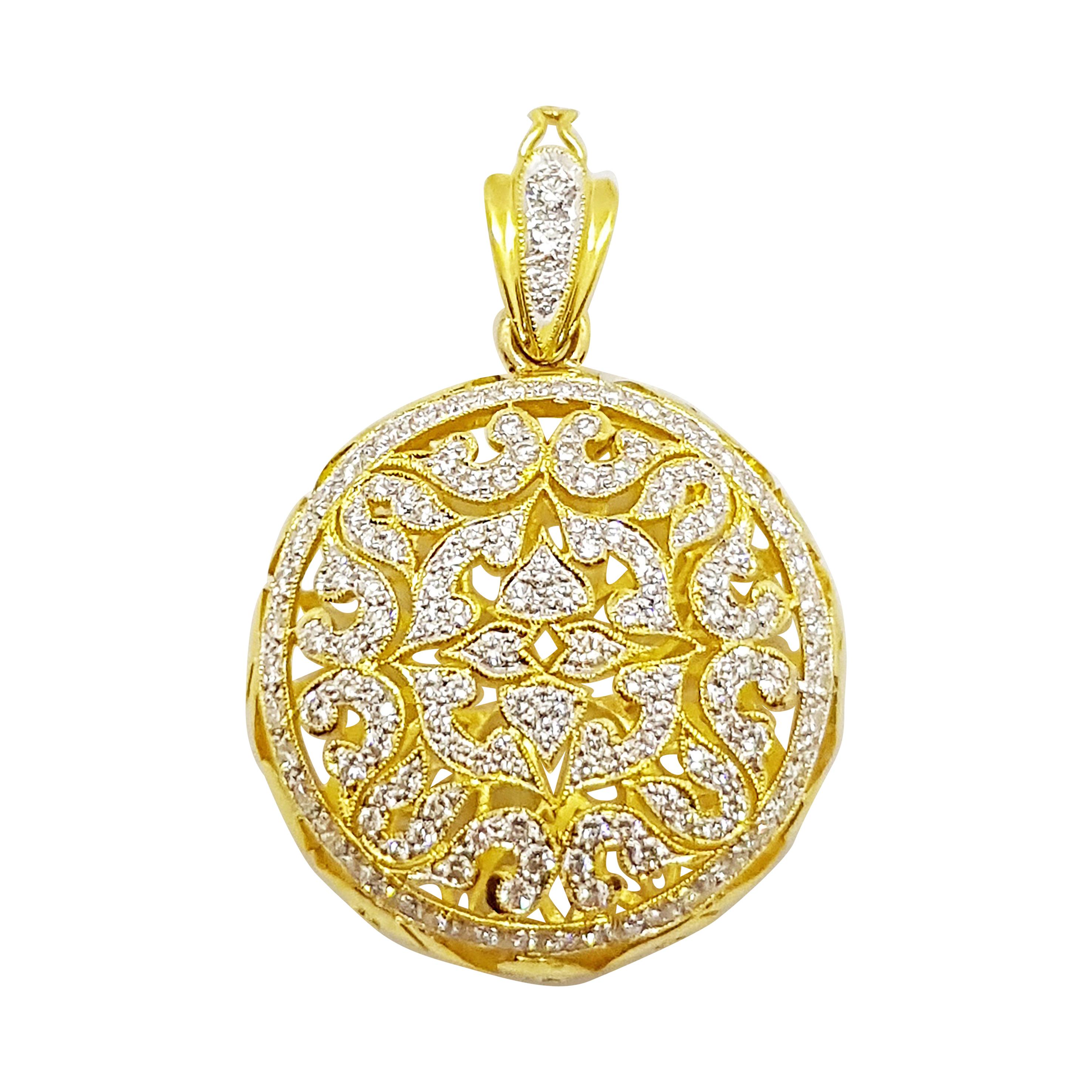 Diamond Pendant Set in 18 Karat Gold Settings For Sale