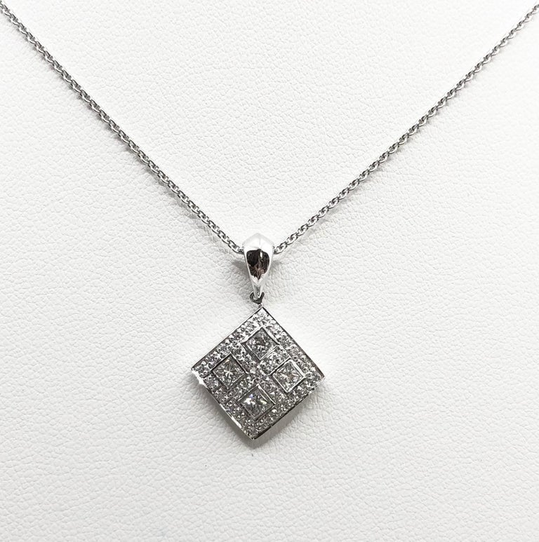 Pendentif Or Blanc 18 Carats Avec Diamants - 0,78g, Occasion Très Bon état