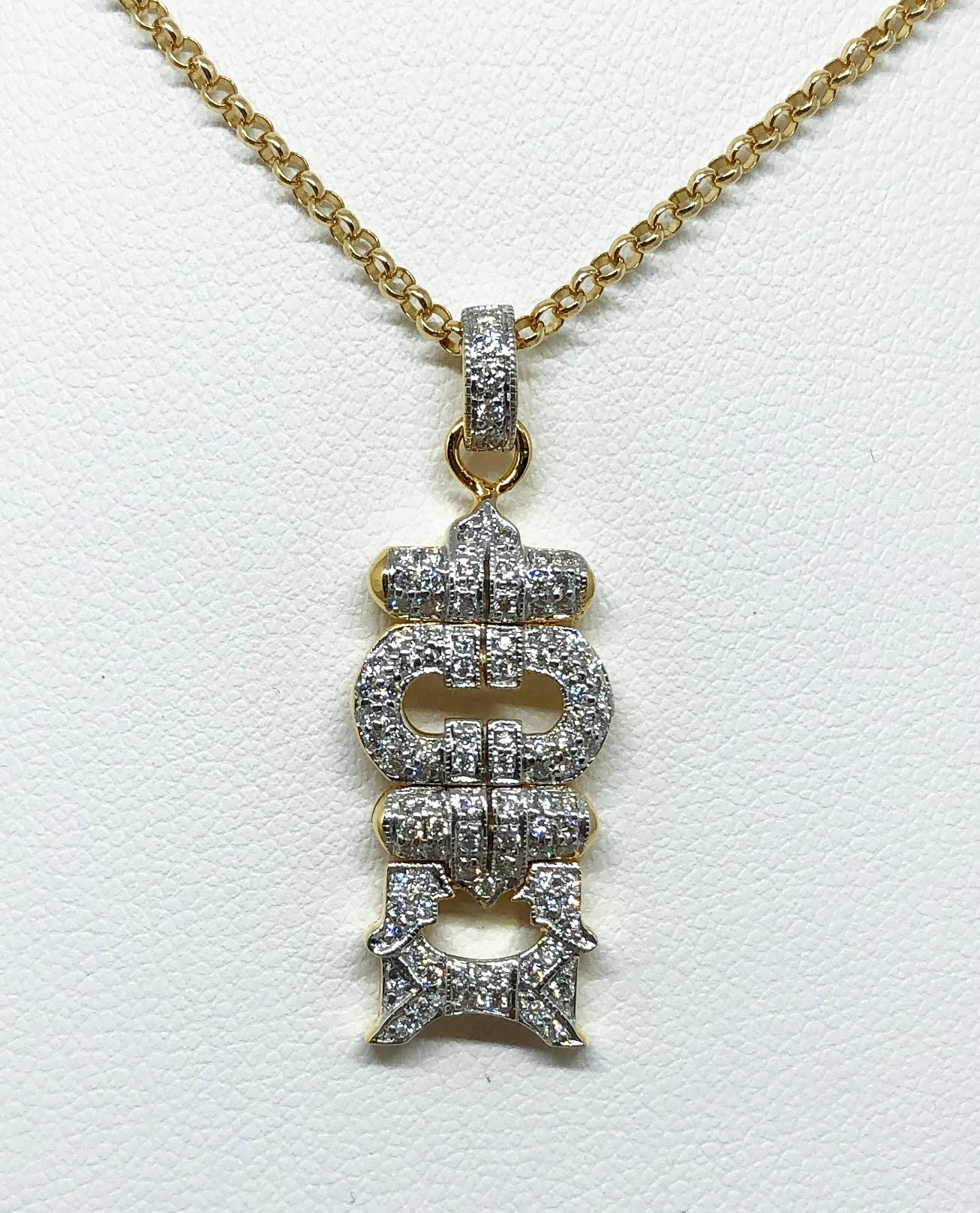 Contemporain Pendentif en or blanc 18 carats serti de diamants en vente