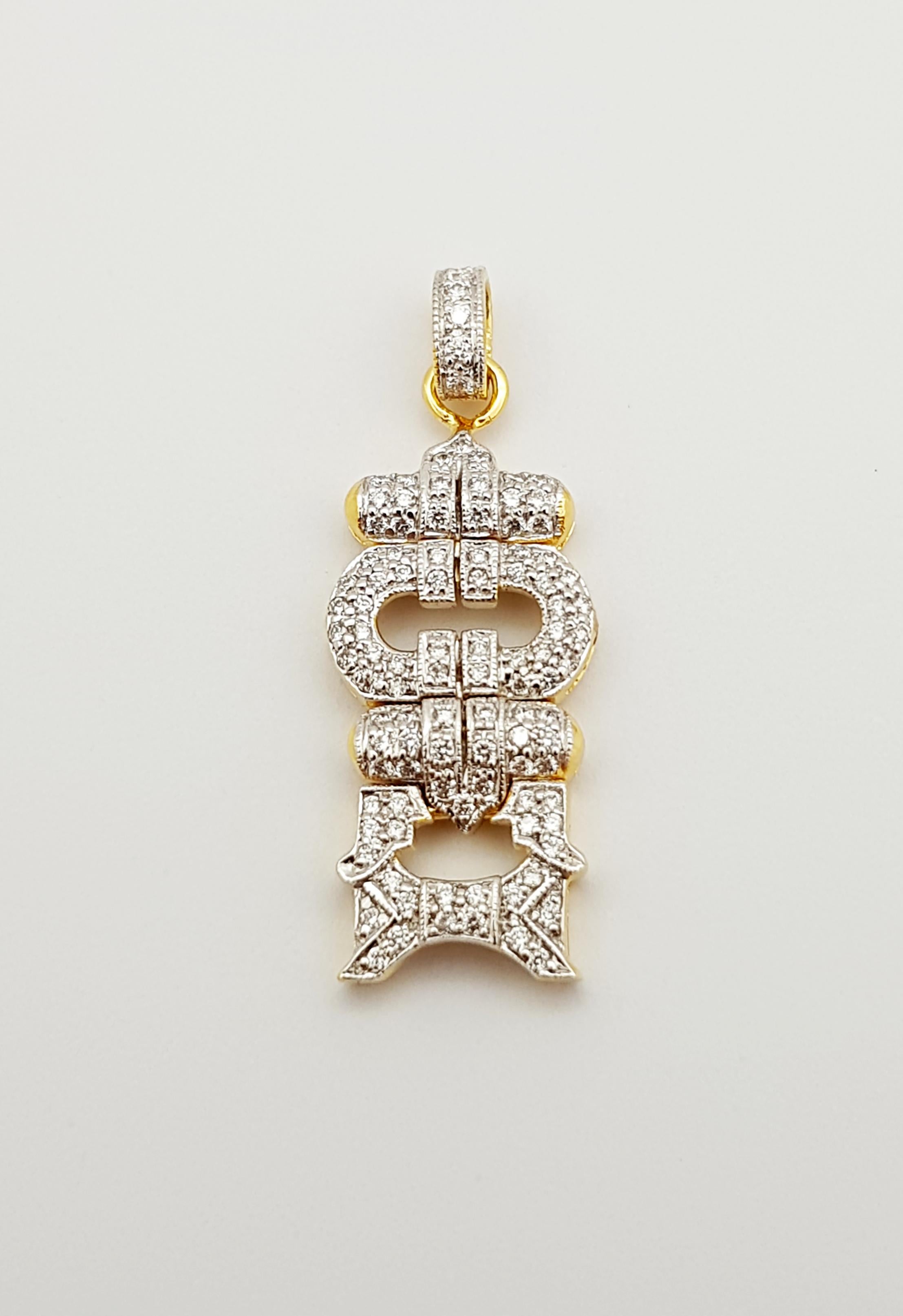 Taille brillant Pendentif en or blanc 18 carats serti de diamants en vente