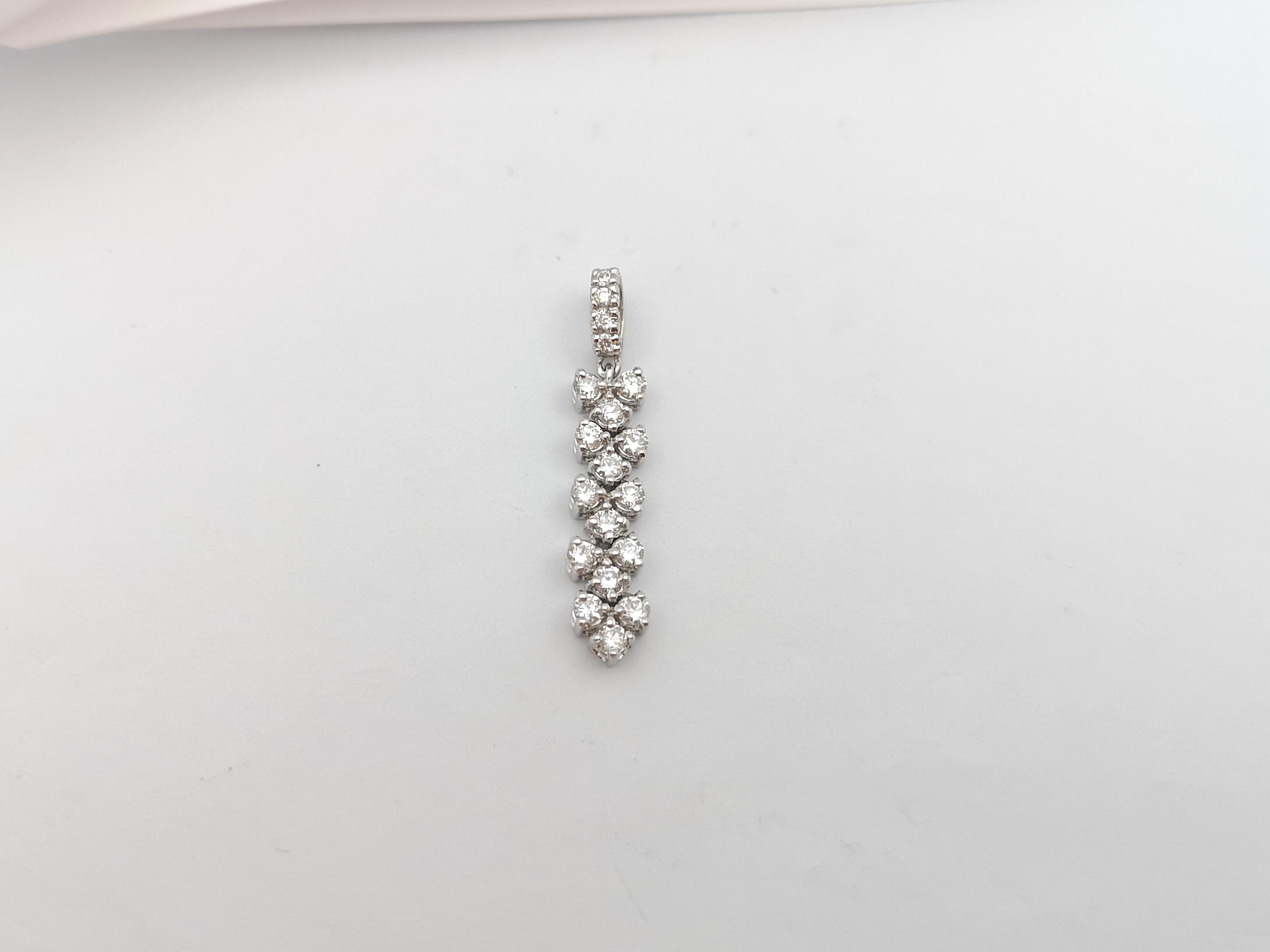 Brilliant Cut Diamond  Pendant set in 18 Karat White Gold Settings For Sale