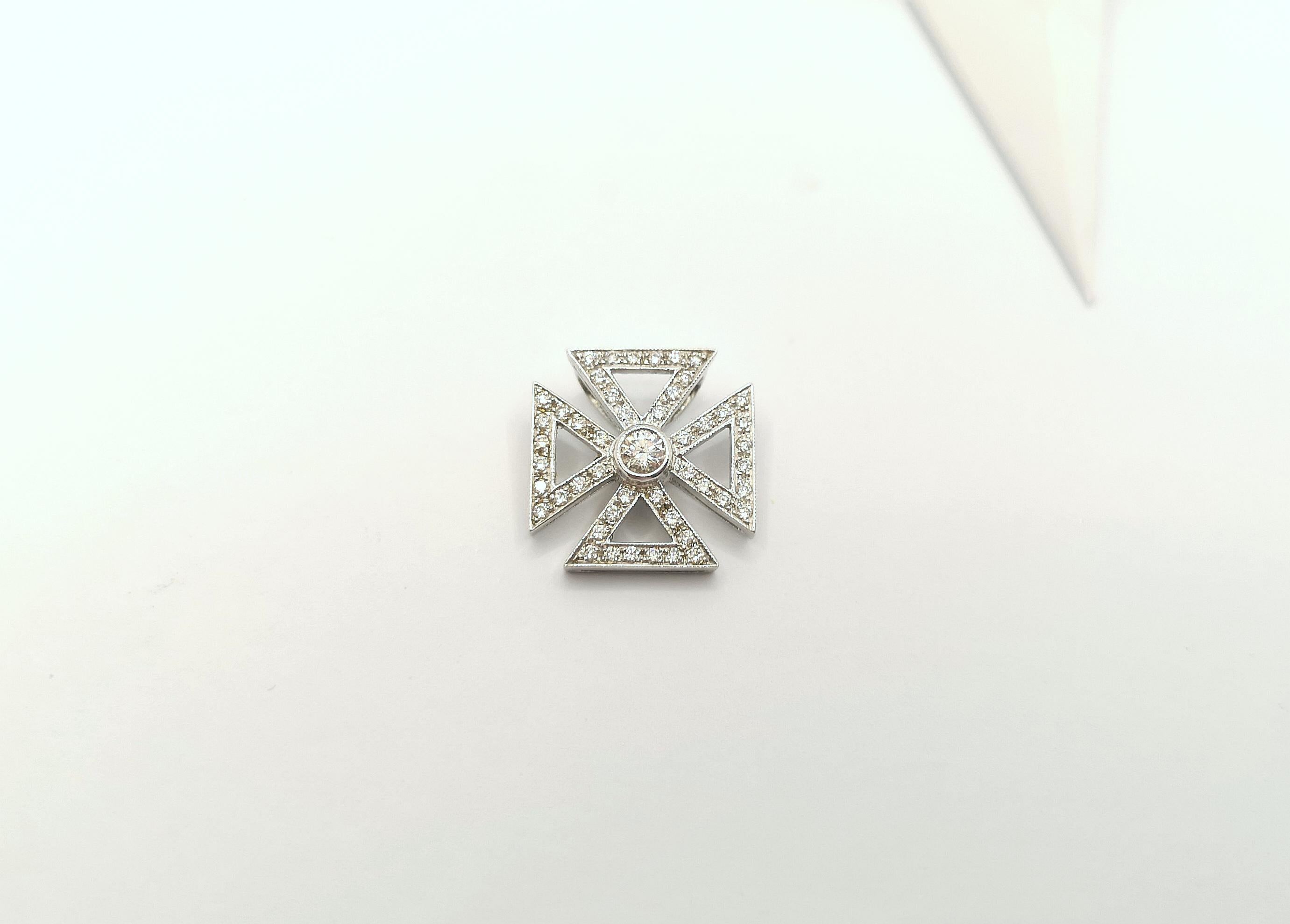 Diamant-Anhänger aus 18 Karat Weißgold in Fassungen im Zustand „Neu“ im Angebot in Bangkok, TH
