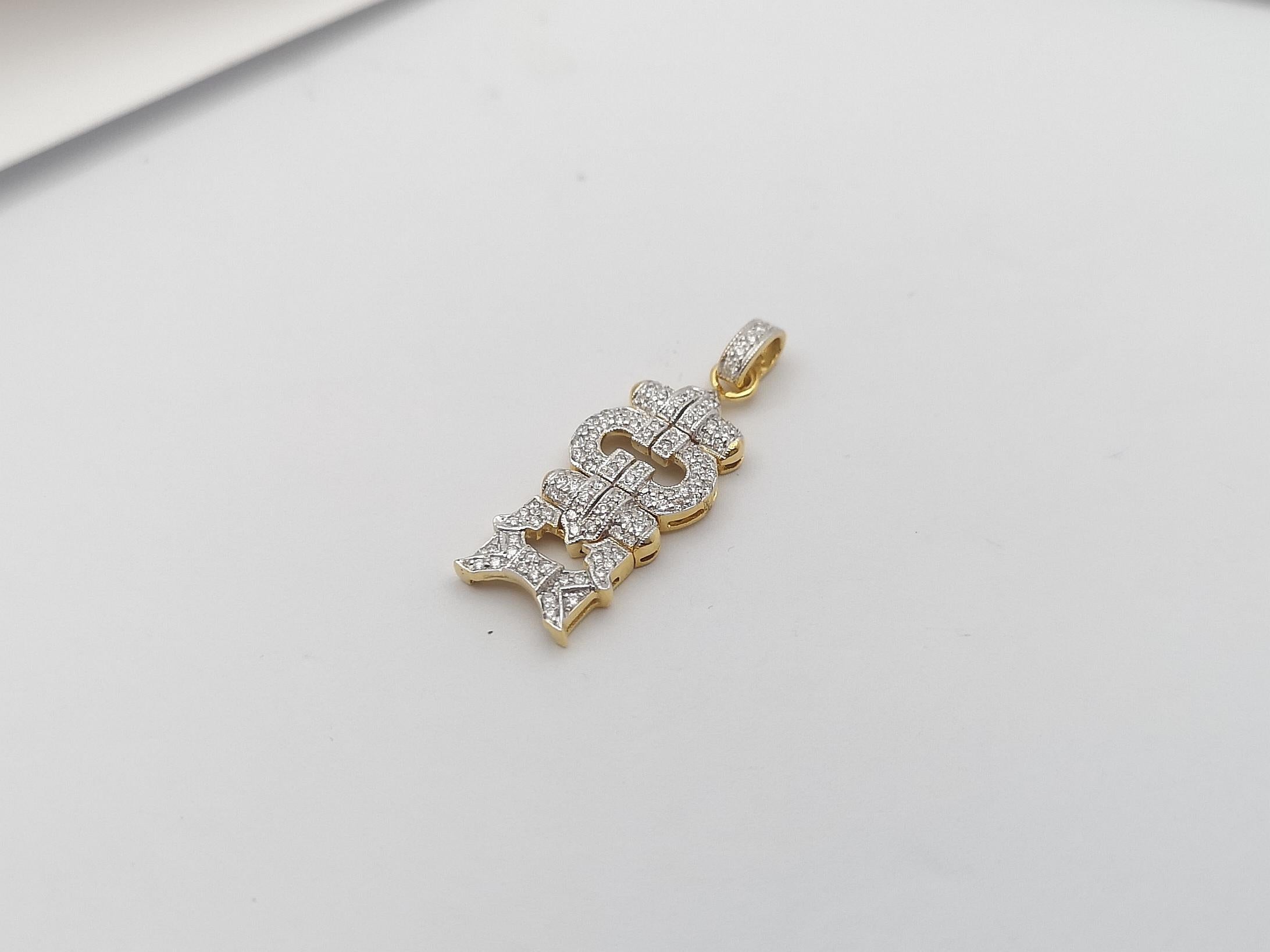Pendentif en or blanc 18 carats serti de diamants Neuf - En vente à Bangkok, TH