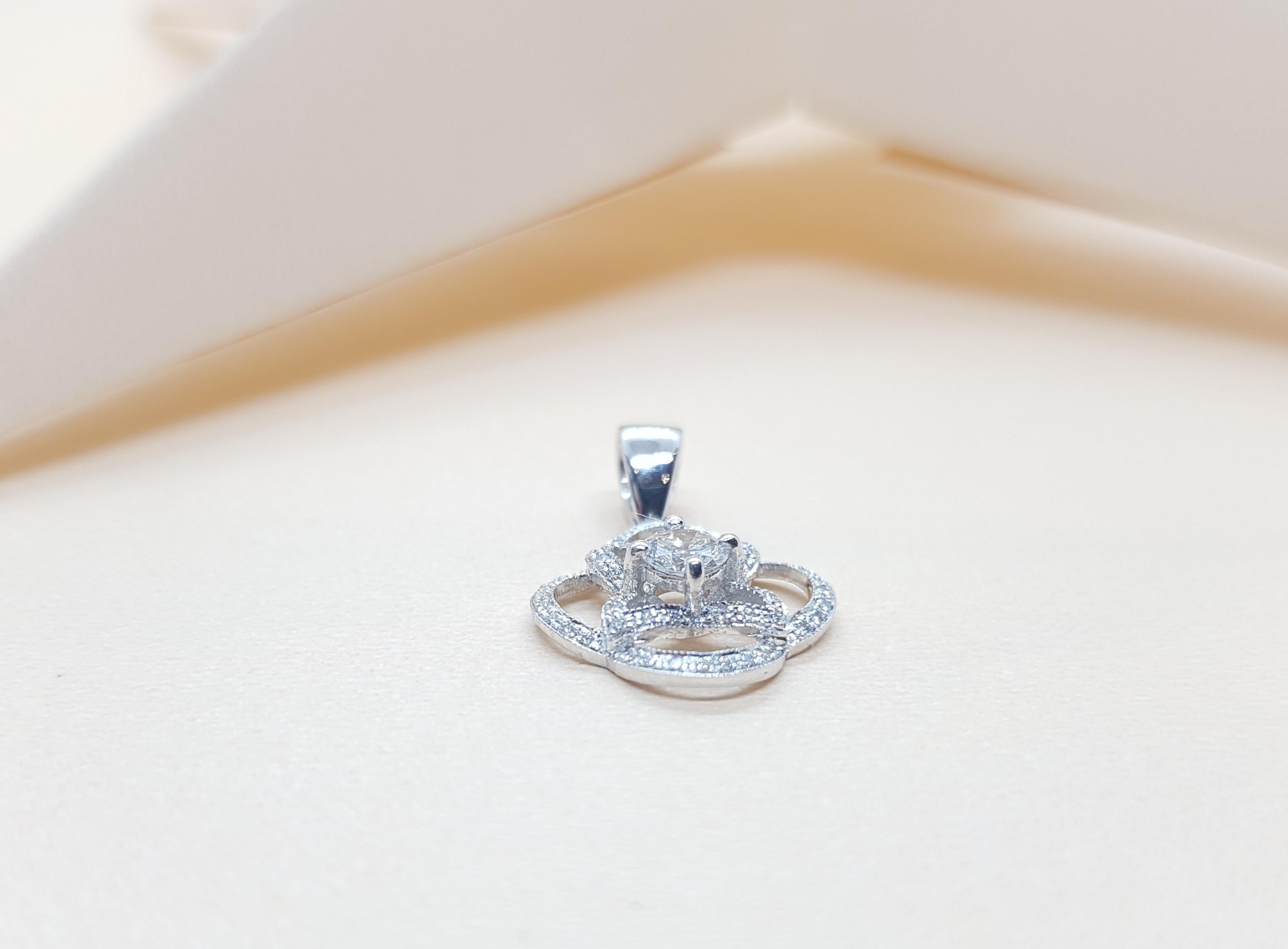 Diamant-Anhänger in 18 Karat Weißgold gefasst Damen im Angebot