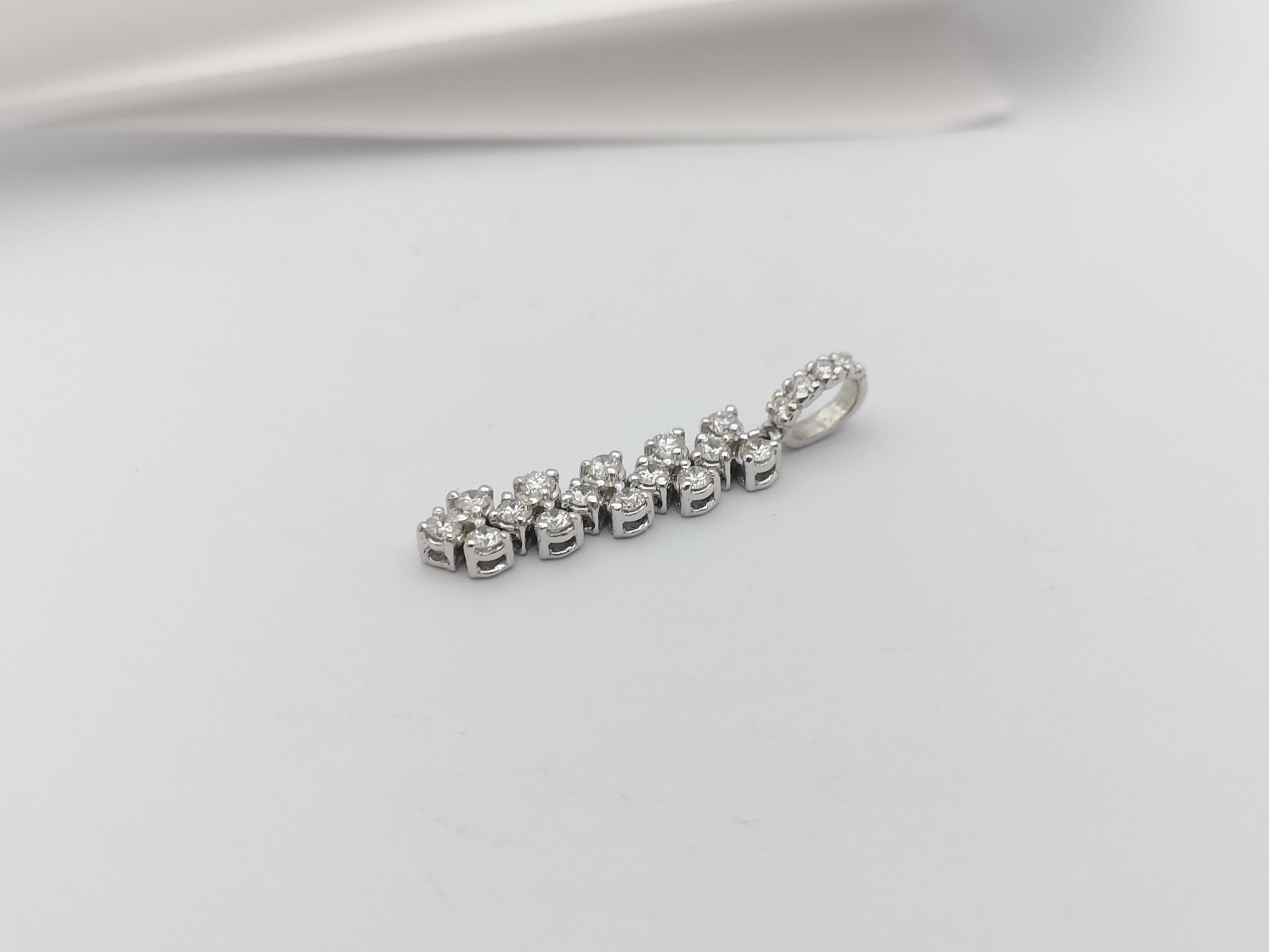 Women's Diamond  Pendant set in 18 Karat White Gold Settings For Sale