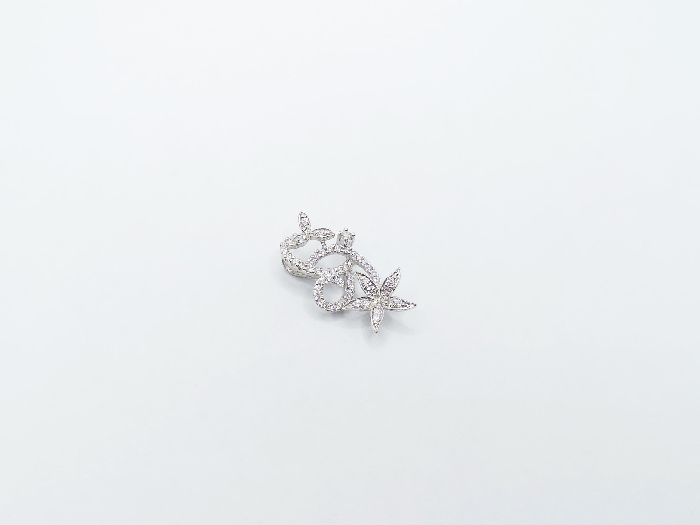 Diamant-Anhänger in 18 Karat Weißgold gefasst im Angebot 1