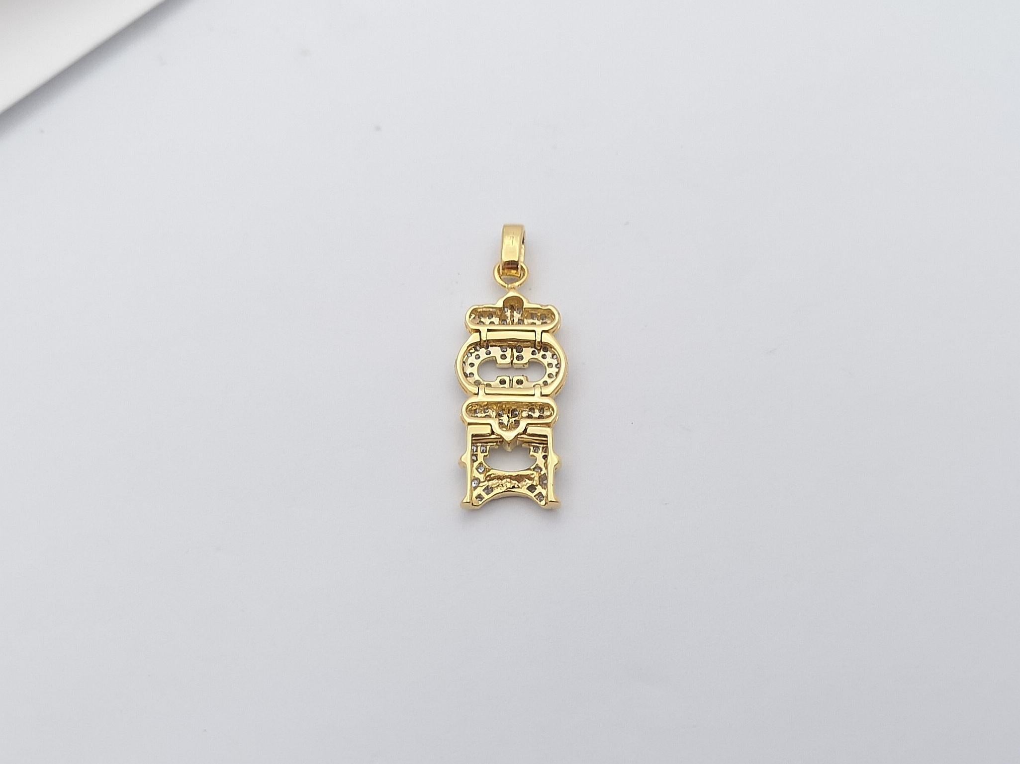 Pendentif en or blanc 18 carats serti de diamants en vente 1