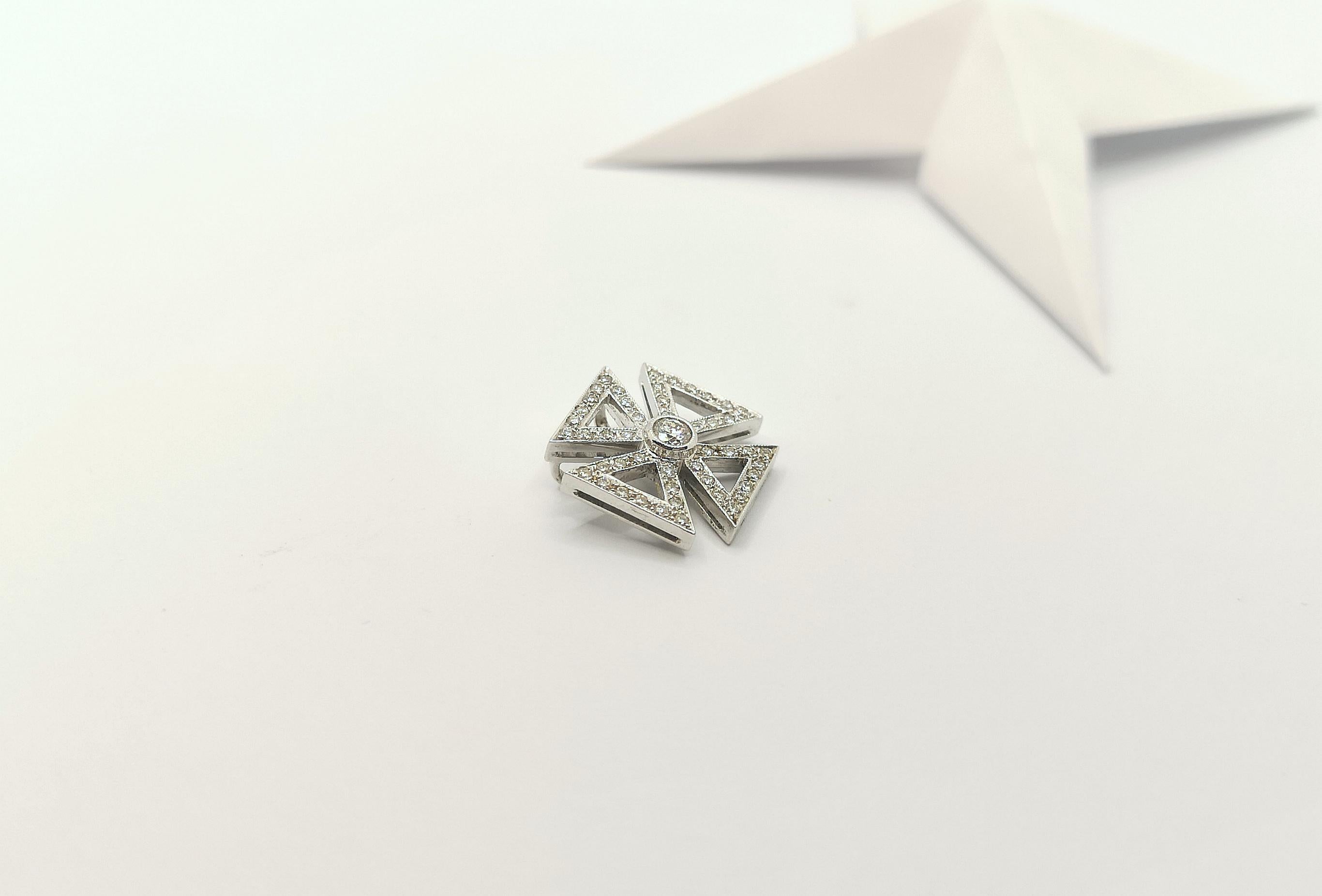 Diamant-Anhänger aus 18 Karat Weißgold in Fassungen im Angebot 2