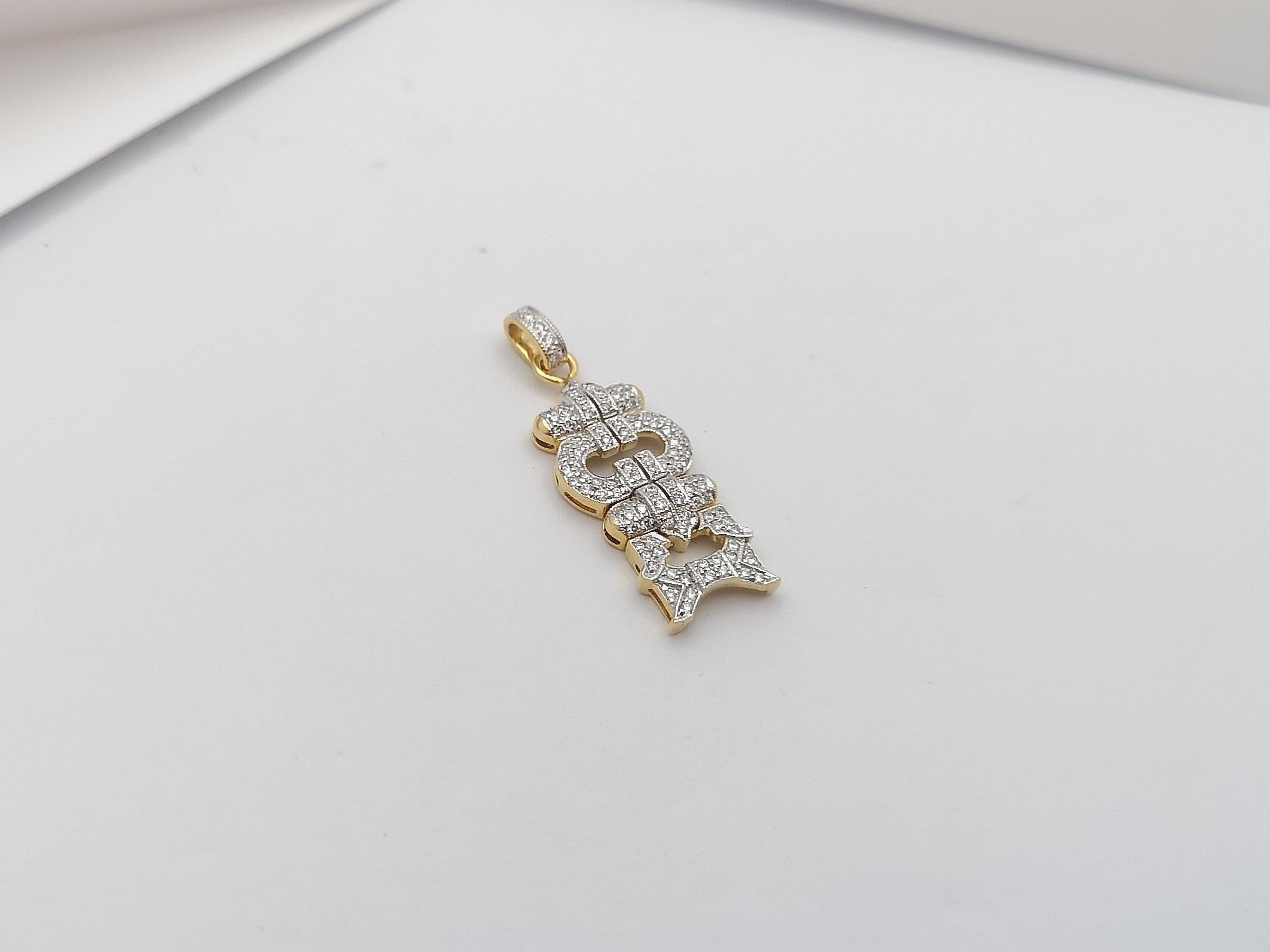 Pendentif en or blanc 18 carats serti de diamants en vente 3