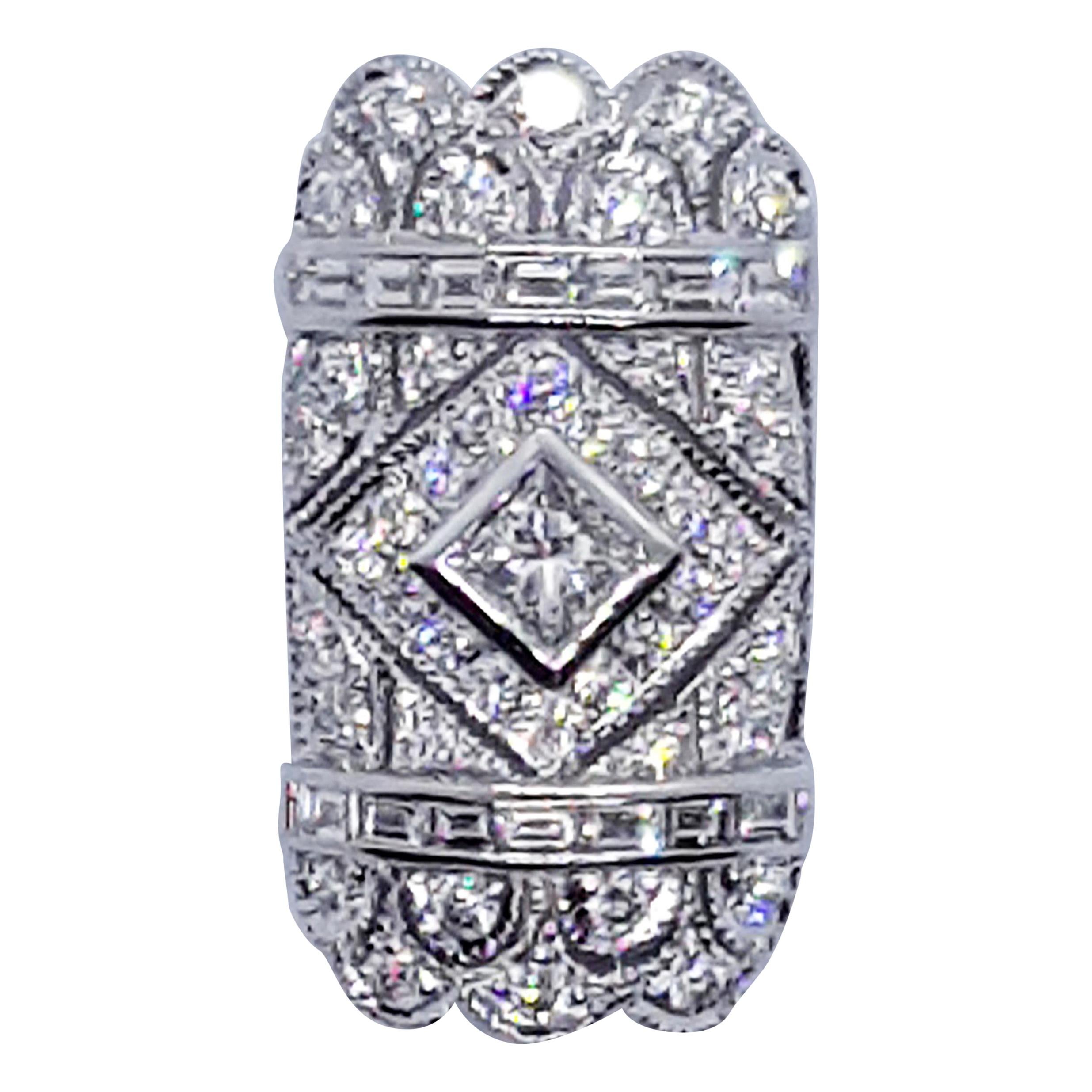 Diamond Pendant Set in 18 Karat White Gold Settings For Sale