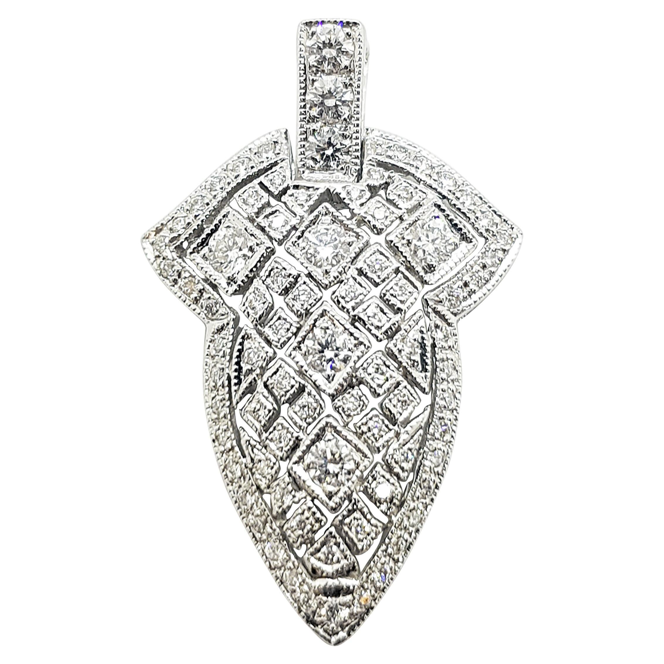 Diamond Pendant Set in 18 Karat White Gold Settings For Sale