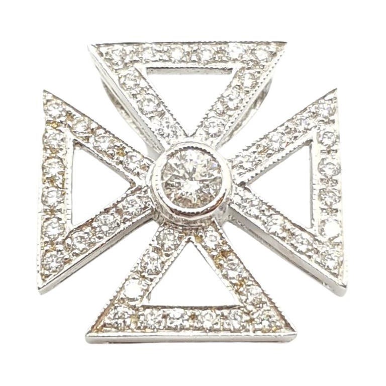 Diamant-Anhänger aus 18 Karat Weißgold in Fassungen im Angebot