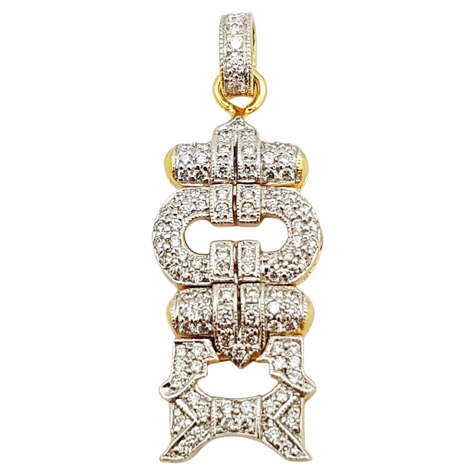 Ciondolo con diamante incastonato in oro bianco 18 carati