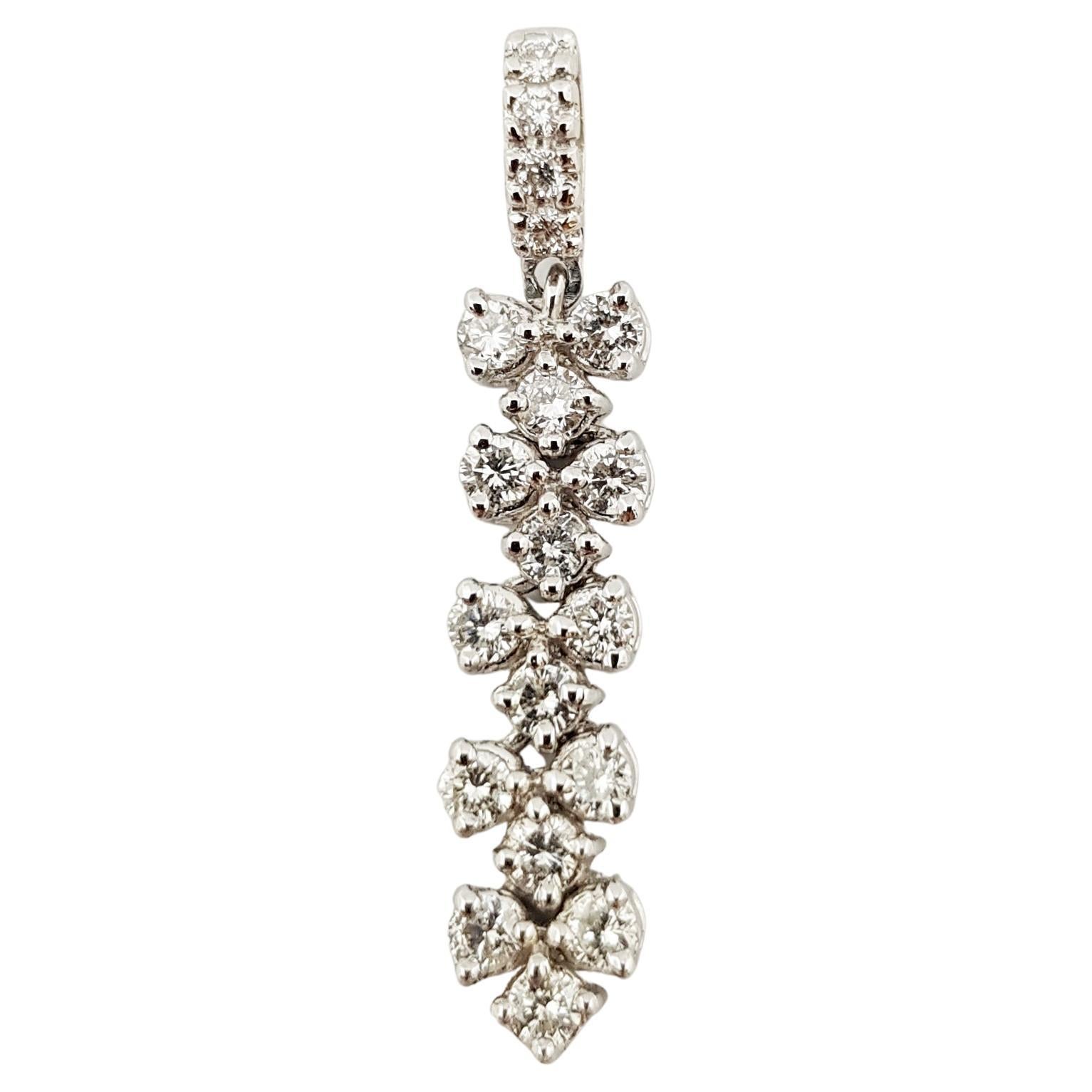 Diamond  Pendant set in 18 Karat White Gold Settings For Sale