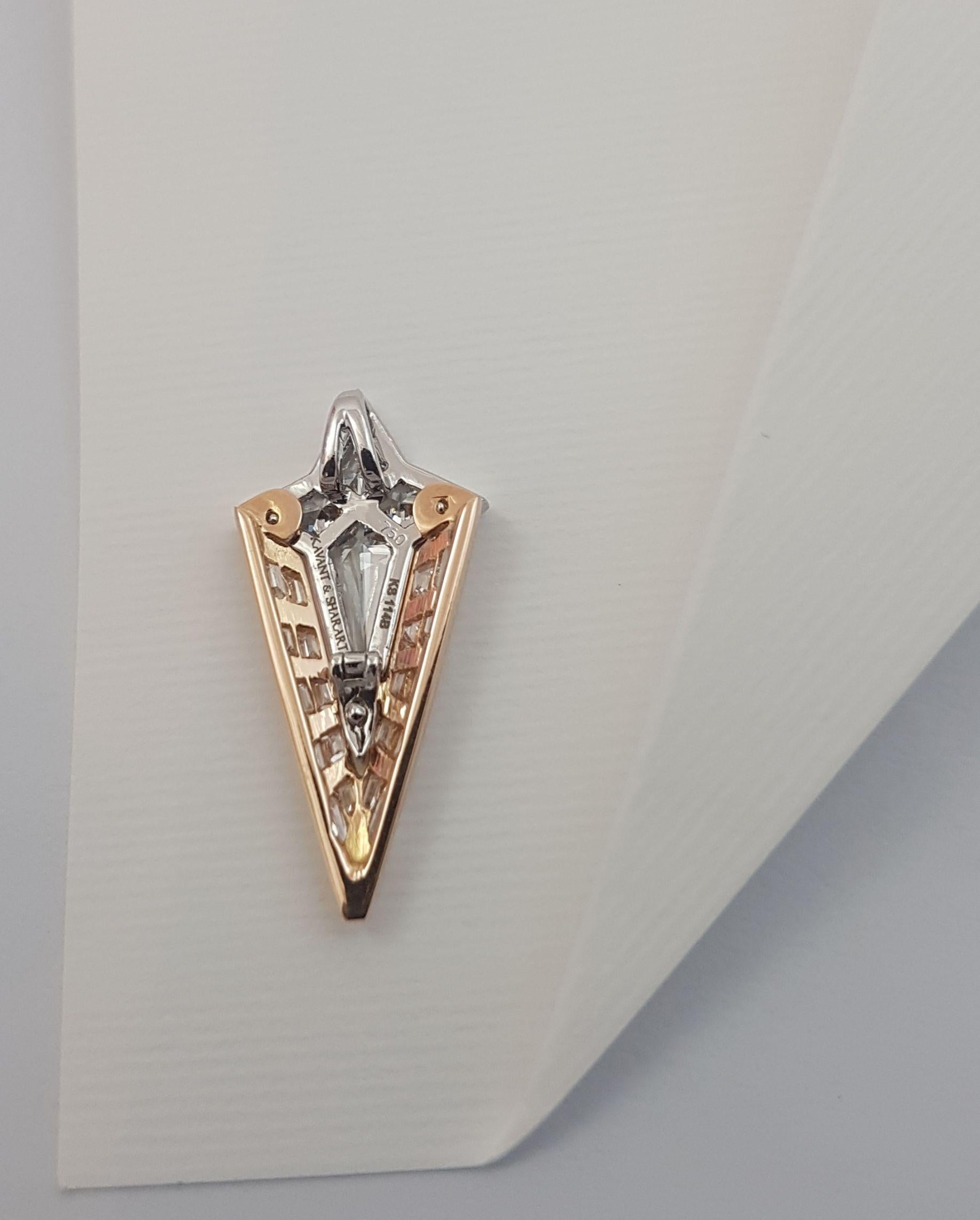 Pendentif en diamant serti dans des montures en or rose et blanc 18K  Neuf - En vente à Bangkok, 10