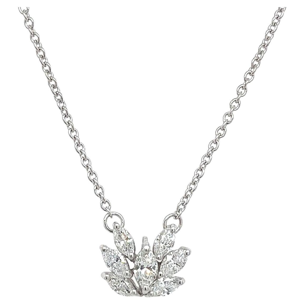 Diamond Pendant Set with 0.80ct Marquise Shape Diamonds in 18ct White Gold For Sale