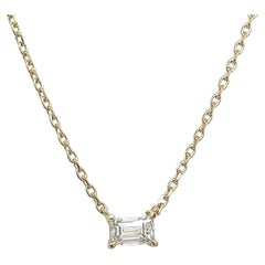 Diamond Pendant Set with Certified Emerald Cut in 18ct Yellow Gold