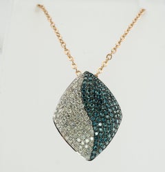 Diamond Pendant Slide 14K White Gold 2.45 TDW Blue and White Diamonds