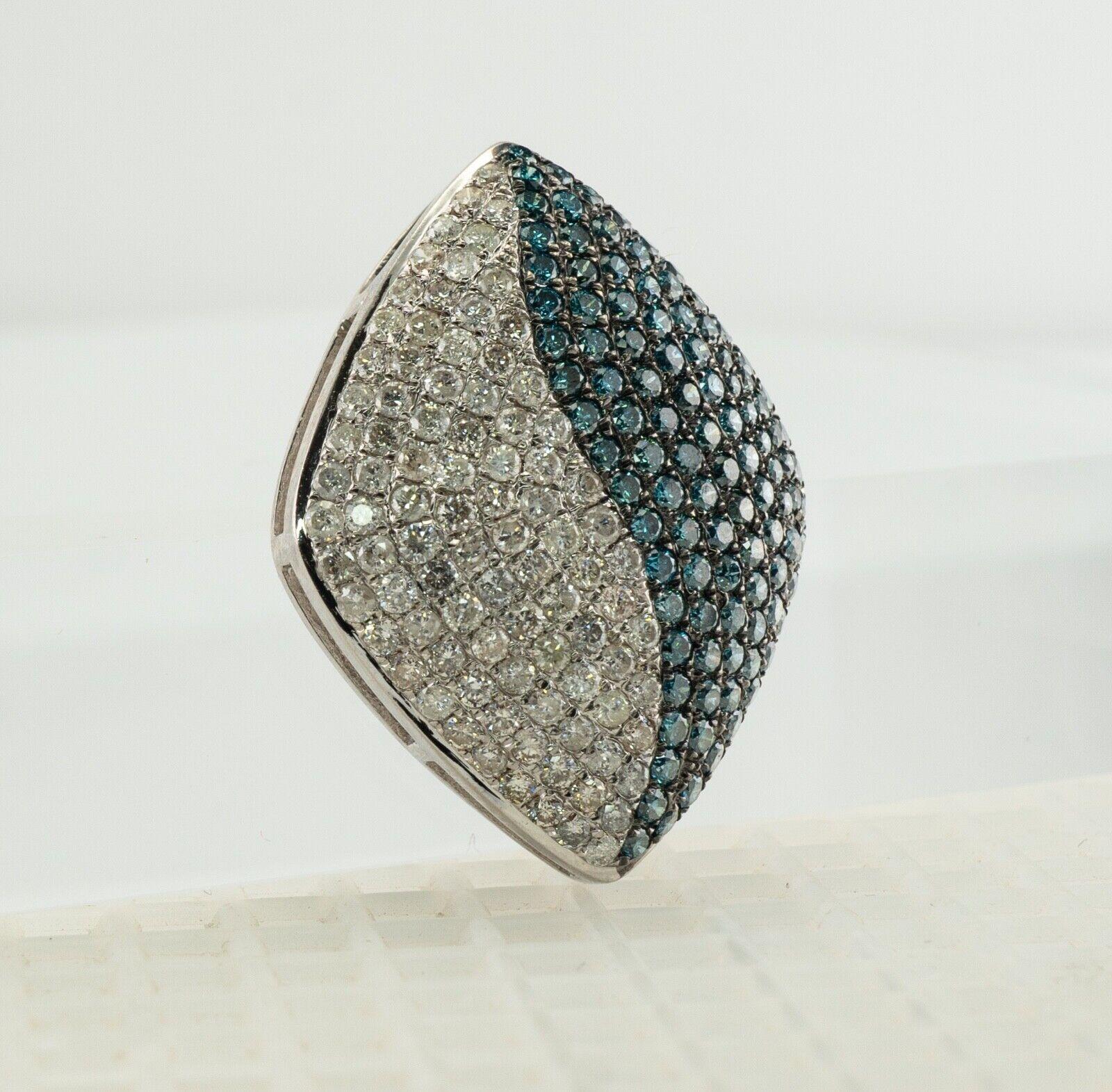 Donna Ciondolo con diamante Slide in oro bianco 14K con 2,45 TDW di diamanti blu e bianchi in vendita