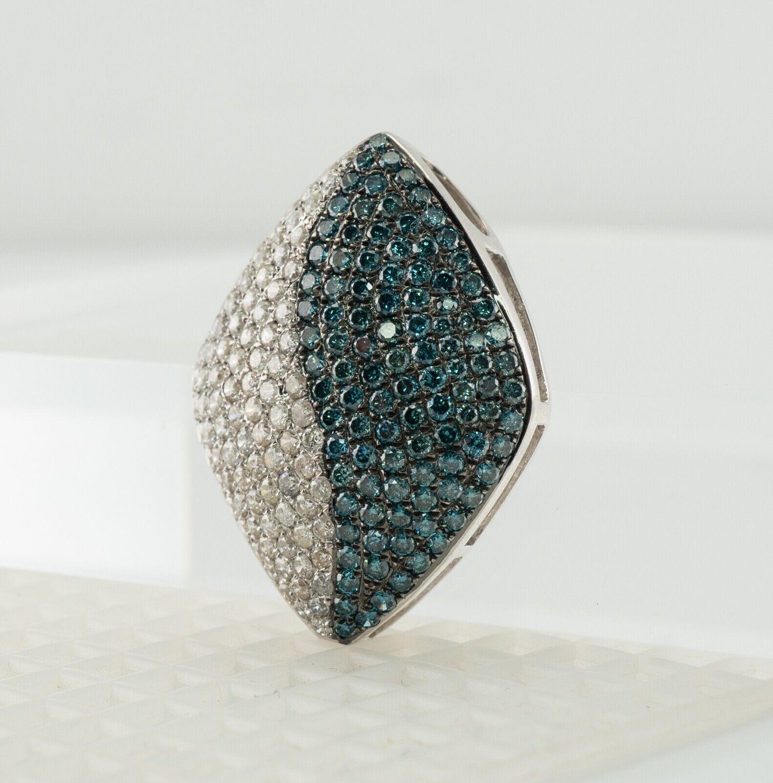 Ciondolo con diamante Slide in oro bianco 14K con 2,45 TDW di diamanti blu e bianchi in vendita 1