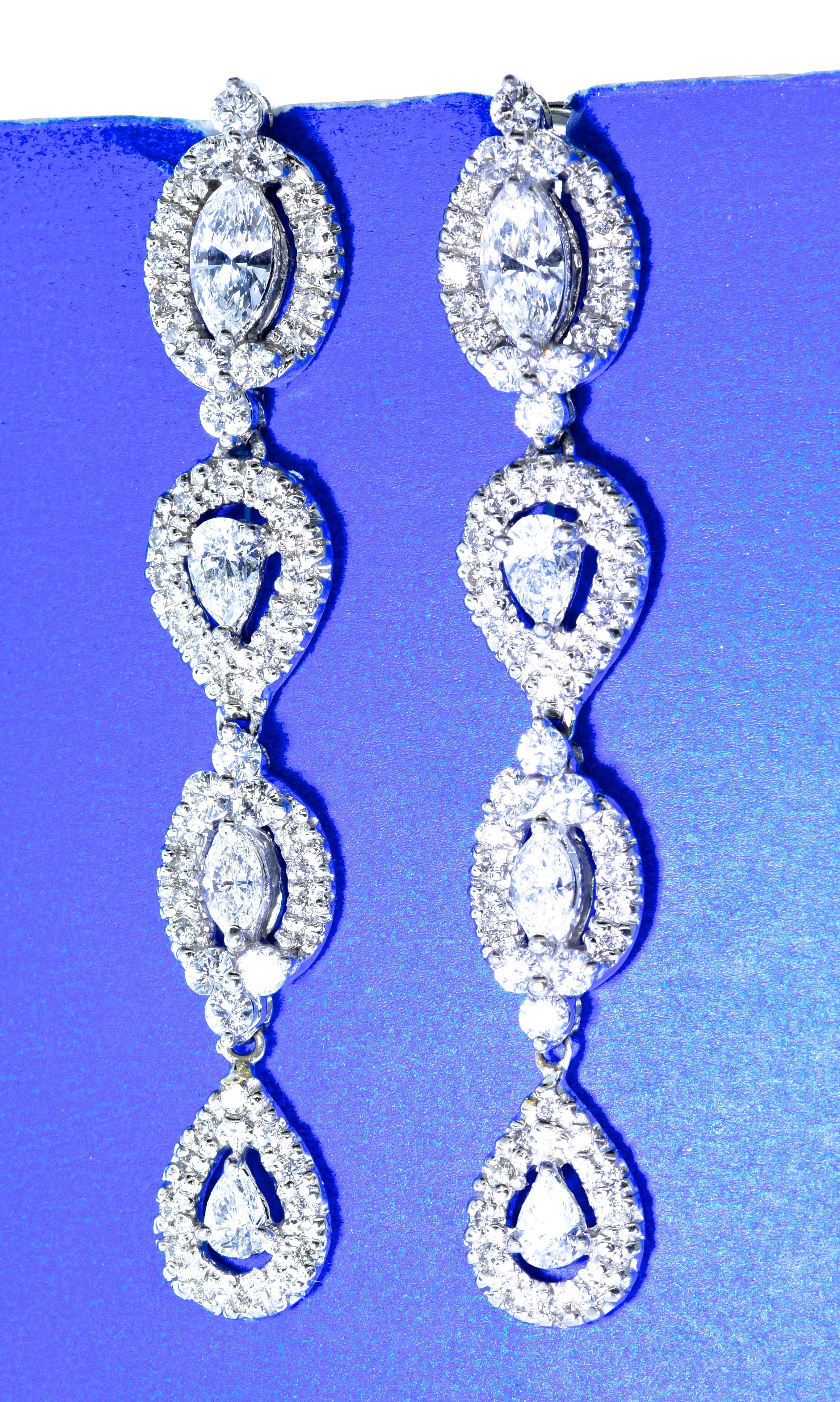 Contemporary Diamond Pendant Style Long Earrings