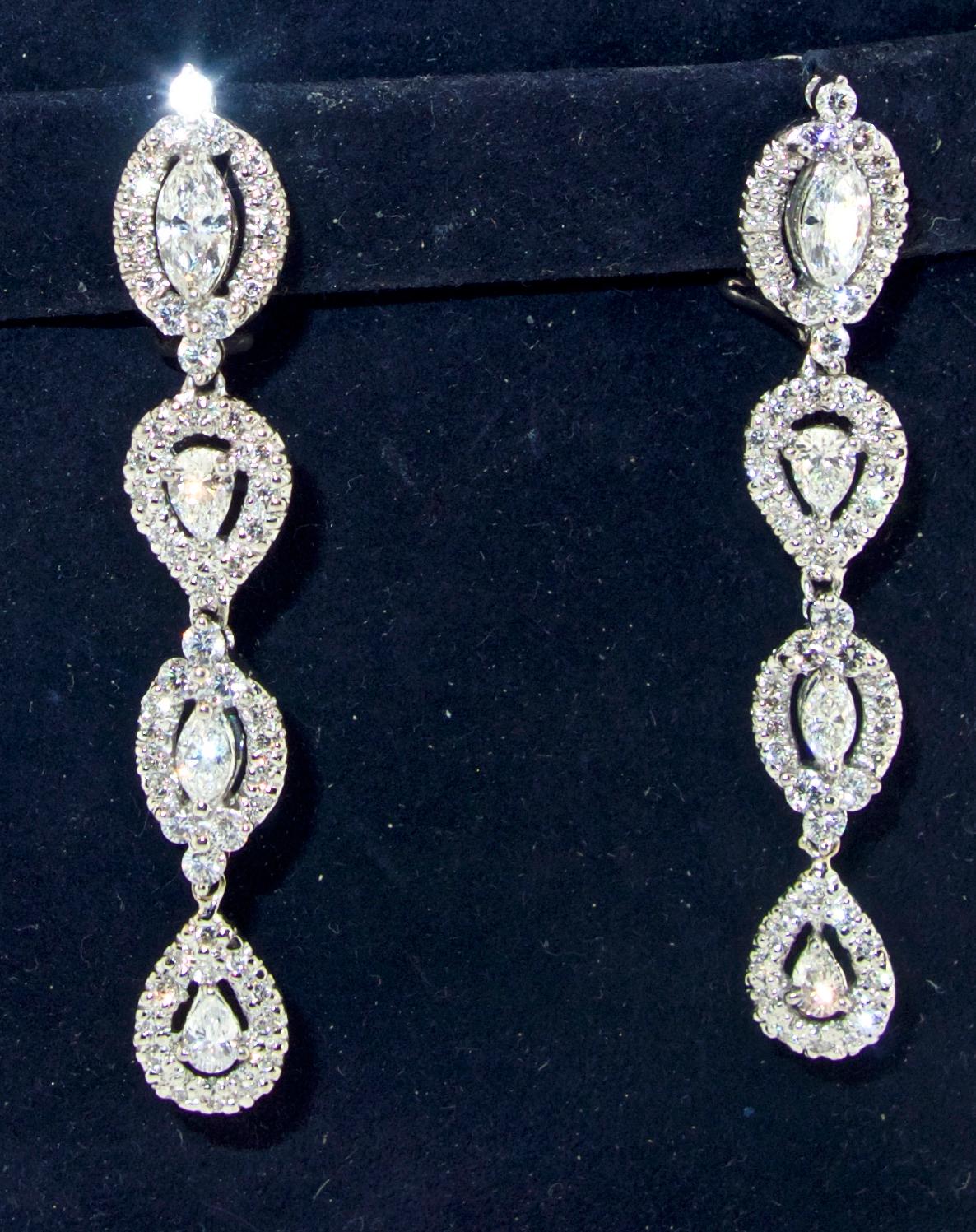 Diamond Pendant Style Long Earrings In Excellent Condition In Aspen, CO