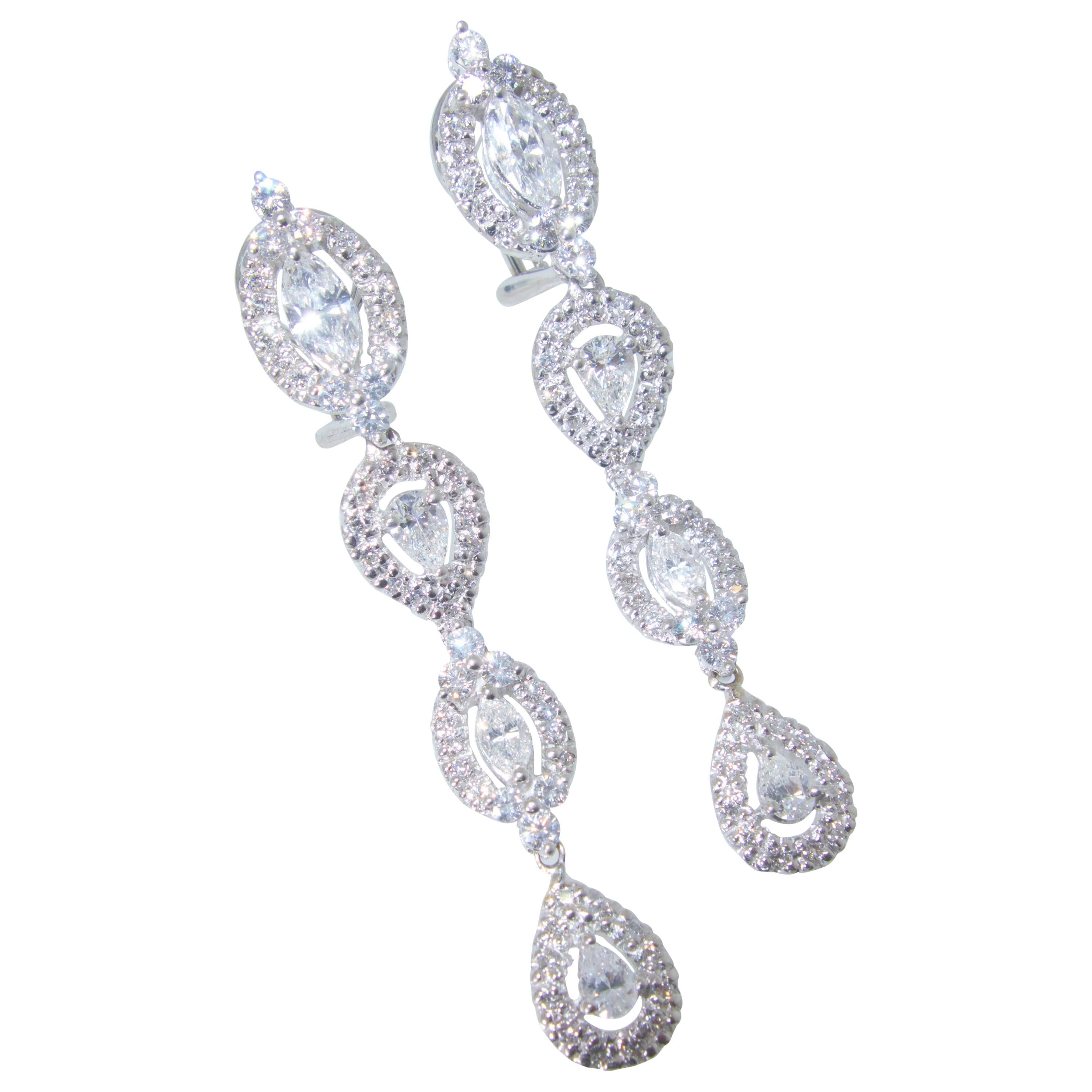 Diamond Pendant Style Long Earrings 1