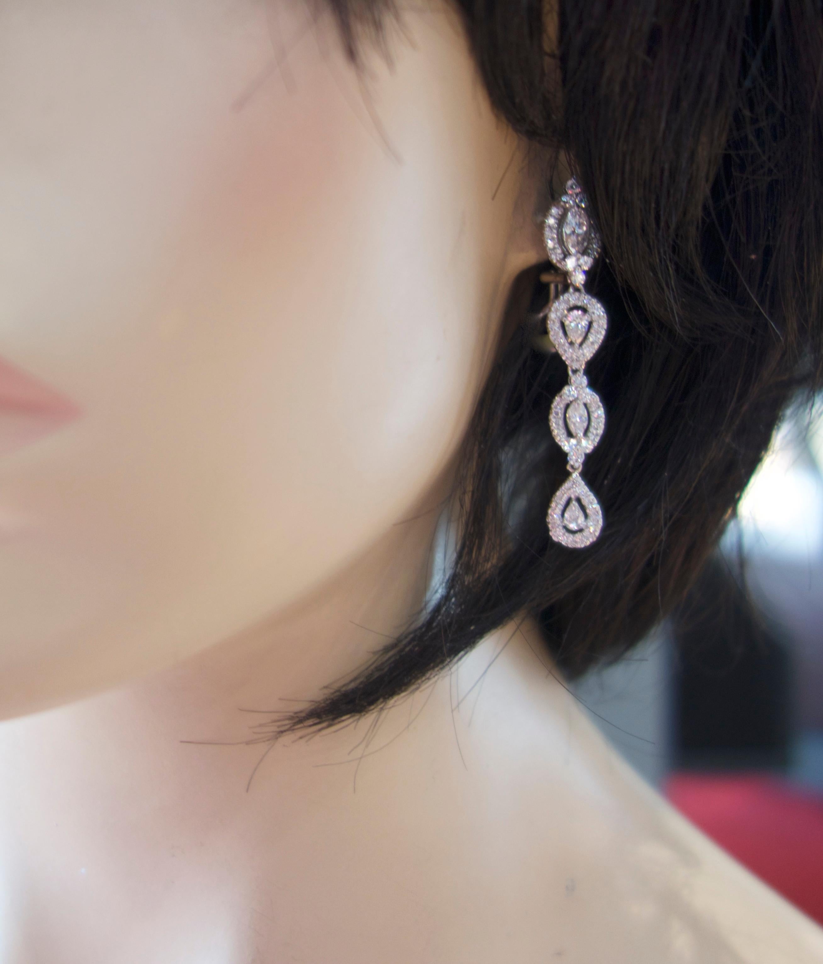 Diamond Pendant Style Long Earrings 2