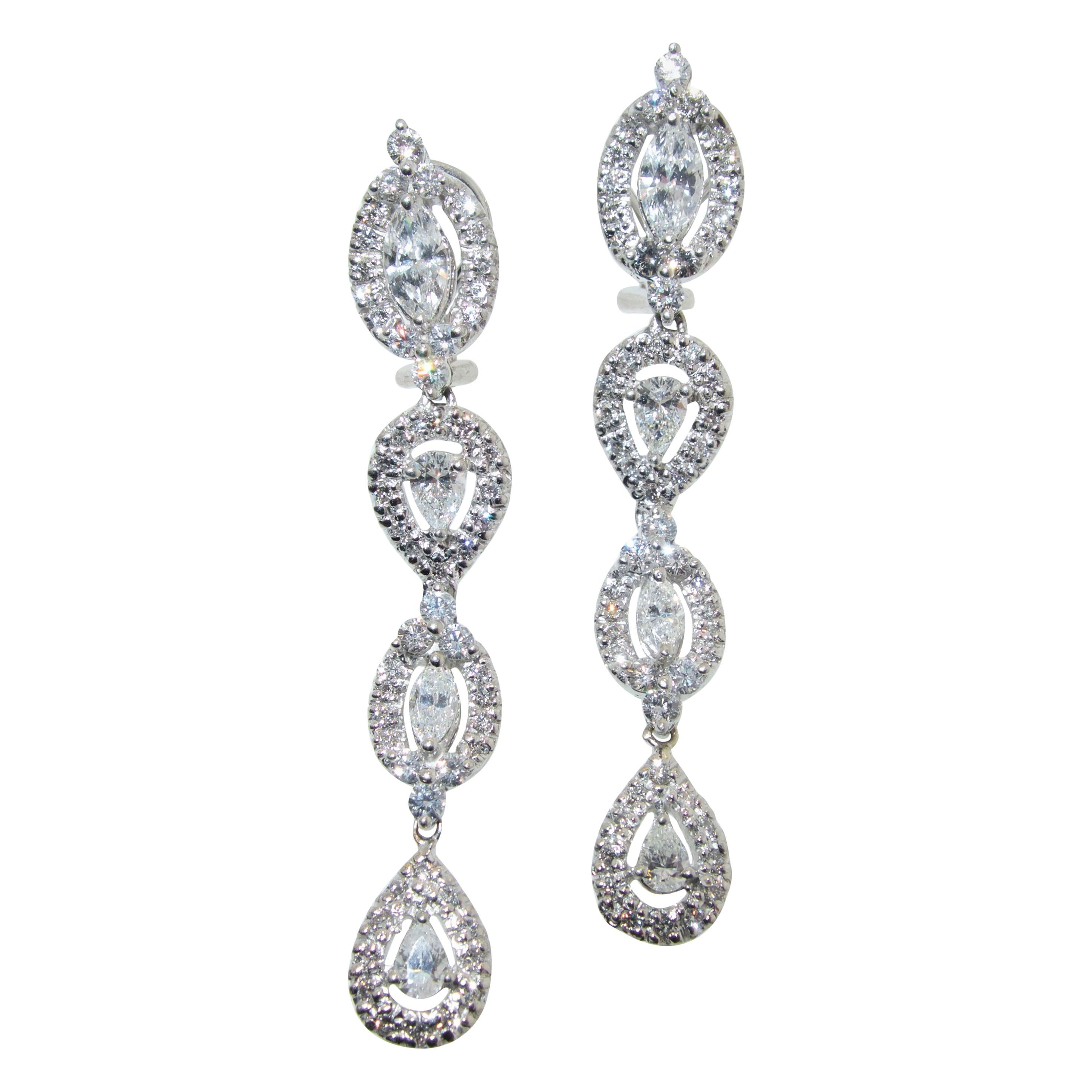 Diamond Pendant Style Long Earrings