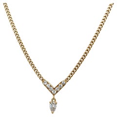 Diamond Pendant Suspended from 15 inch Chain in 18ct Yellow Gold