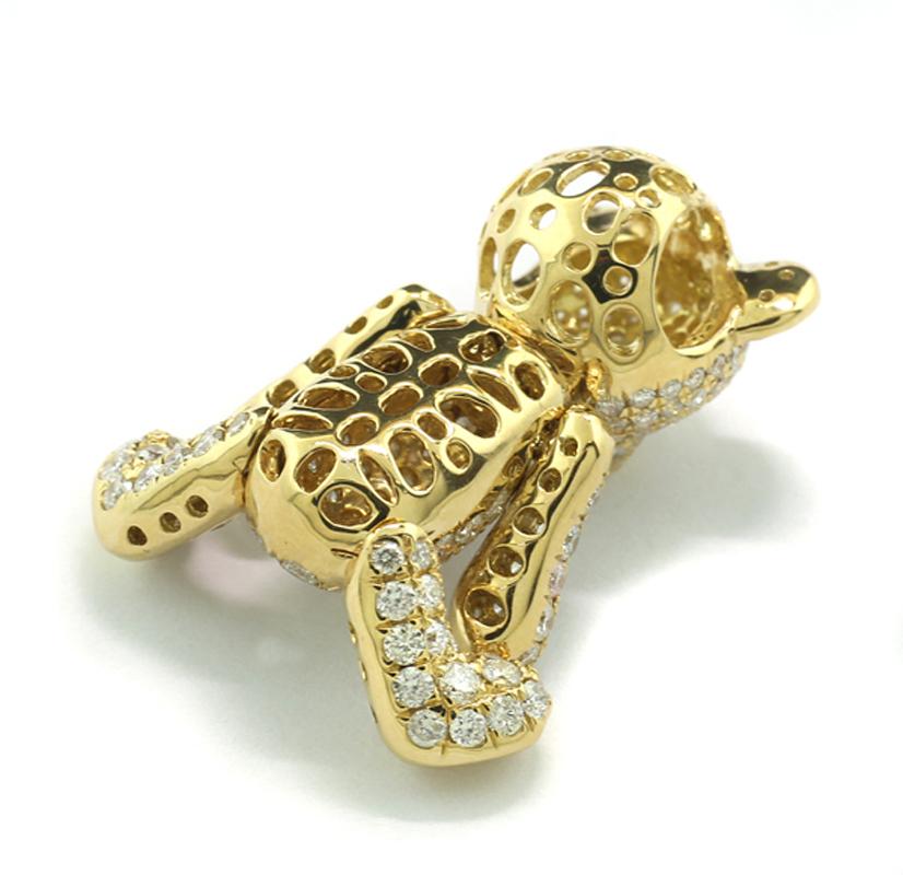 Pendentif diamant Teddy-Bear Or jaune 18 carats Neuf - En vente à München, DE