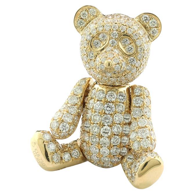 Colgante de Diamantes Osito de Oro Amarillo de 18 Kilates