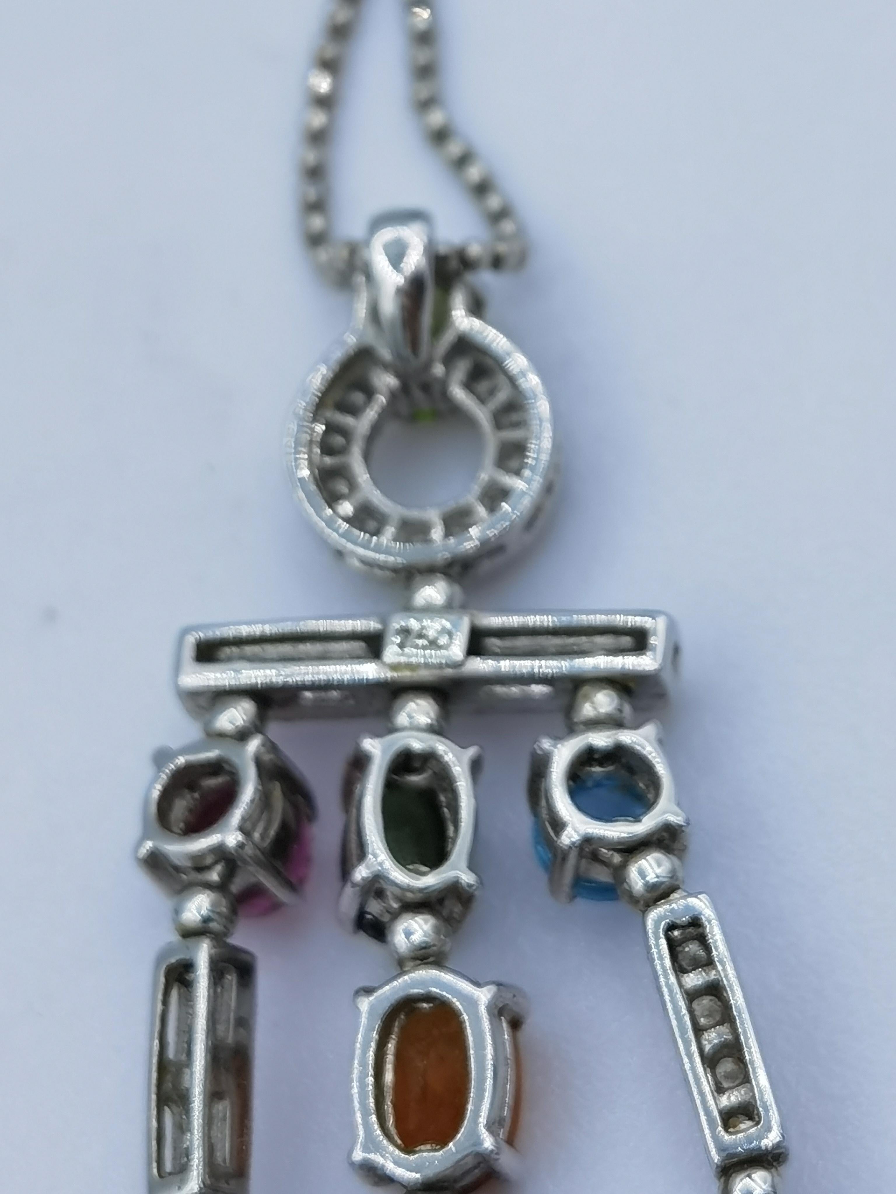 Women's or Men's diamond pendant with Citrin Allmandin blue topaz peridot 18 k gold For Sale
