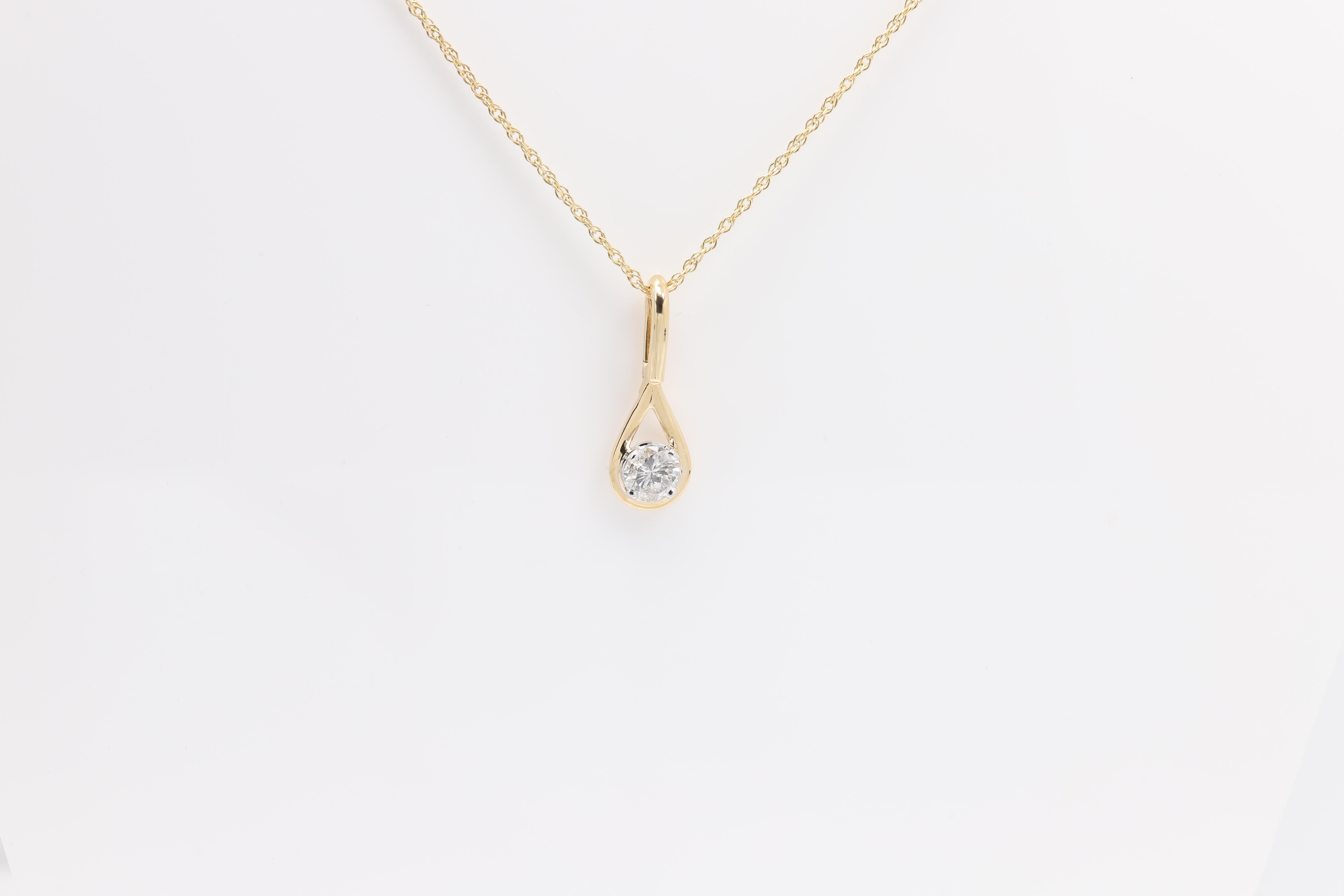 Pendentif en or jaune 14 carats avec diamant de 1,0 carat  en vente 1