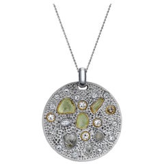Diamond Pendant with Rough and Polished Diamonds Art Work Piece 18 Karat Gold Diamond Pendant with Rough and Polished Diamonds Art Work Piece 18 Karat Gold
