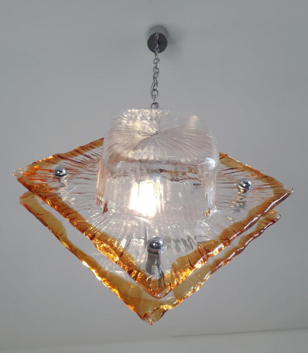 Murano Glass Diamond Pendants by Mazzega, 2 Available For Sale