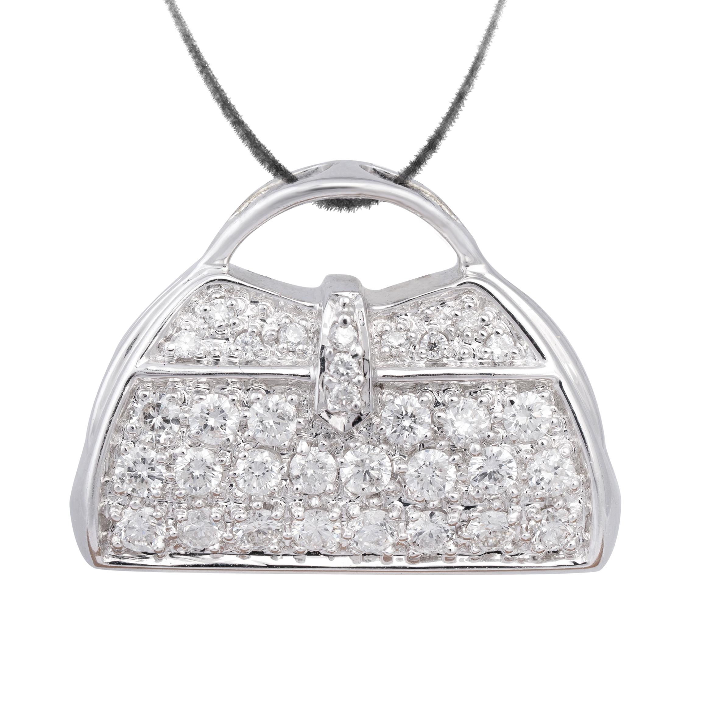 Antique Cushion Cut 0.89cts Diamond and  gold Pendent purse shape For Sale