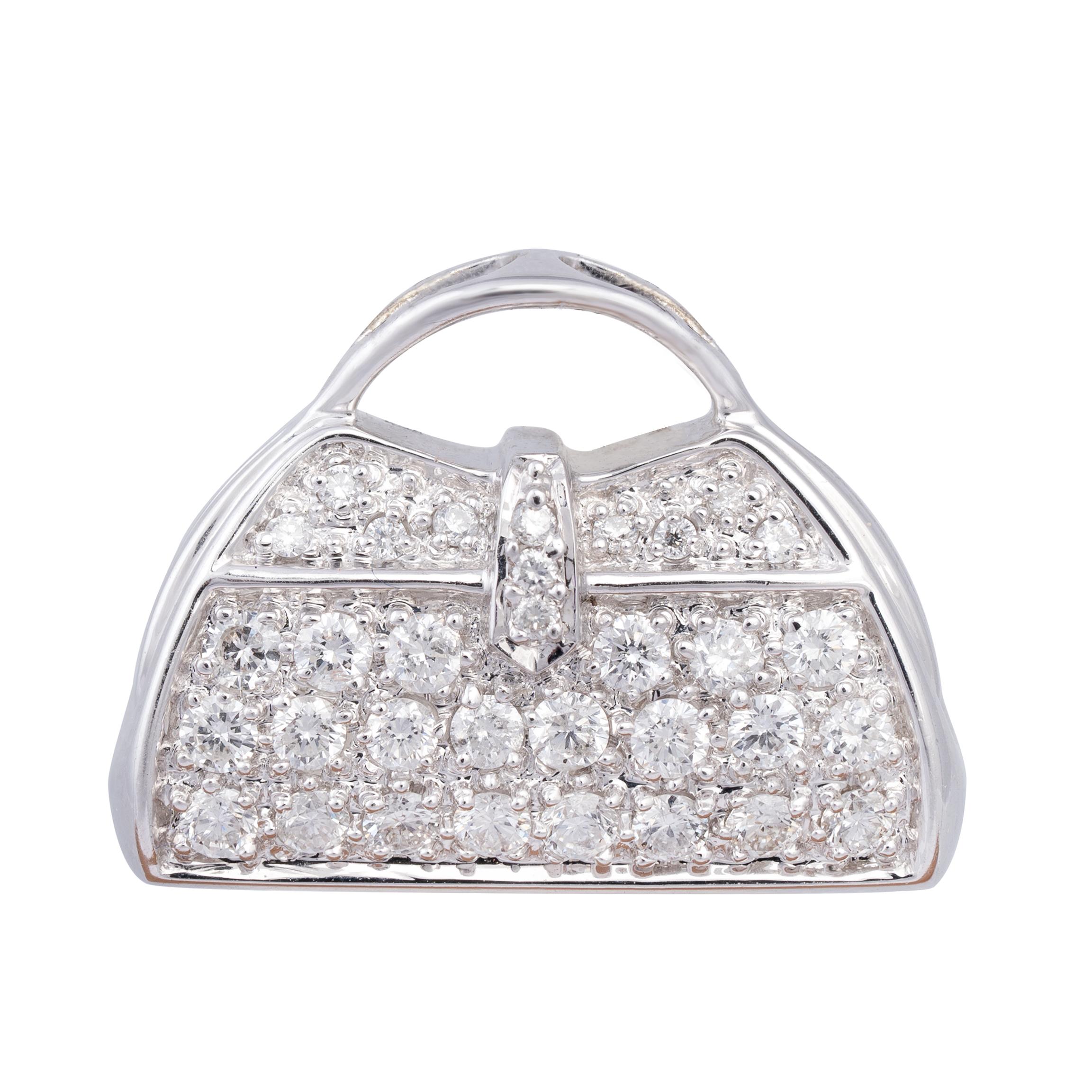 0.89cts Diamond and  gold Pendent purse shape For Sale