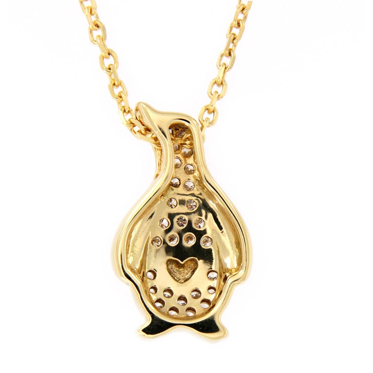 Diamond Penguin Pendant Gold Necklace at 1stDibs penguin diamond necklace