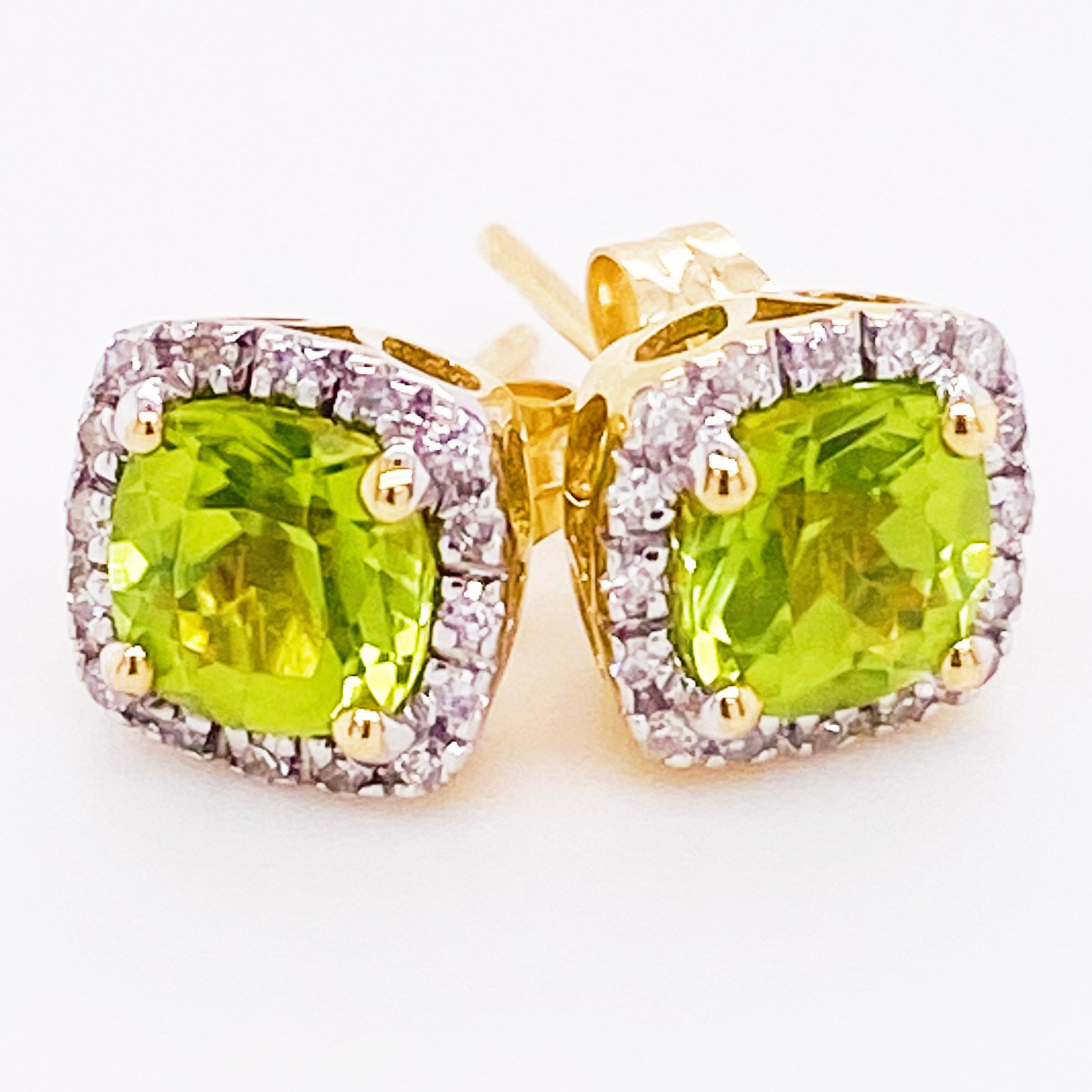 peridot halo earrings