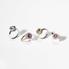 Diamond Peridot, Tsavorite and Sapphire Ring