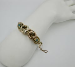Diamond Persian Turquoise Victorian Snake Bracelet Gold Antique Entwined Snakes