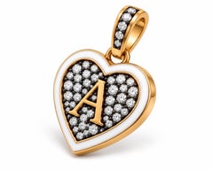 Diamond Personalized Initial Heart Pendant Necklace 14K Gold by Meghna Jewels