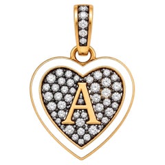 Diamond Personalized Initial Heart Pendant Necklace 14K Gold by Meghna Jewels