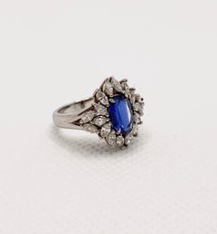 Diamond Petal Ring with Sapphire Center Stone